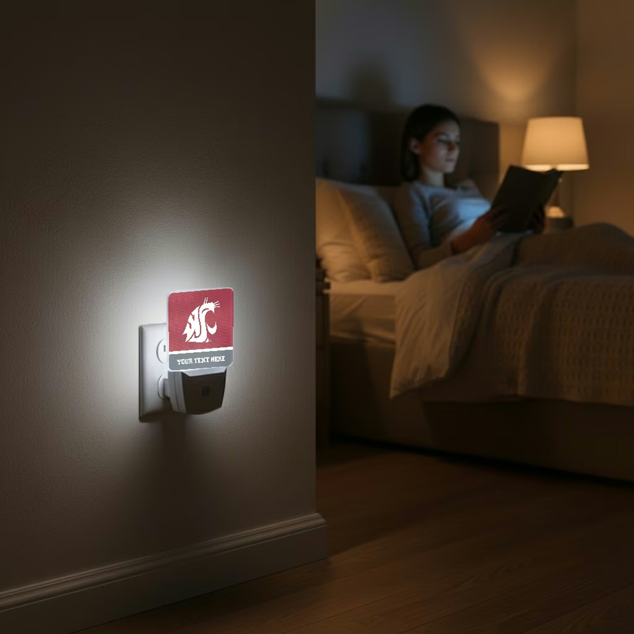 Washington State University Cougars Personalized Endzone Solid Night Light 2-Pack - Lifestyle