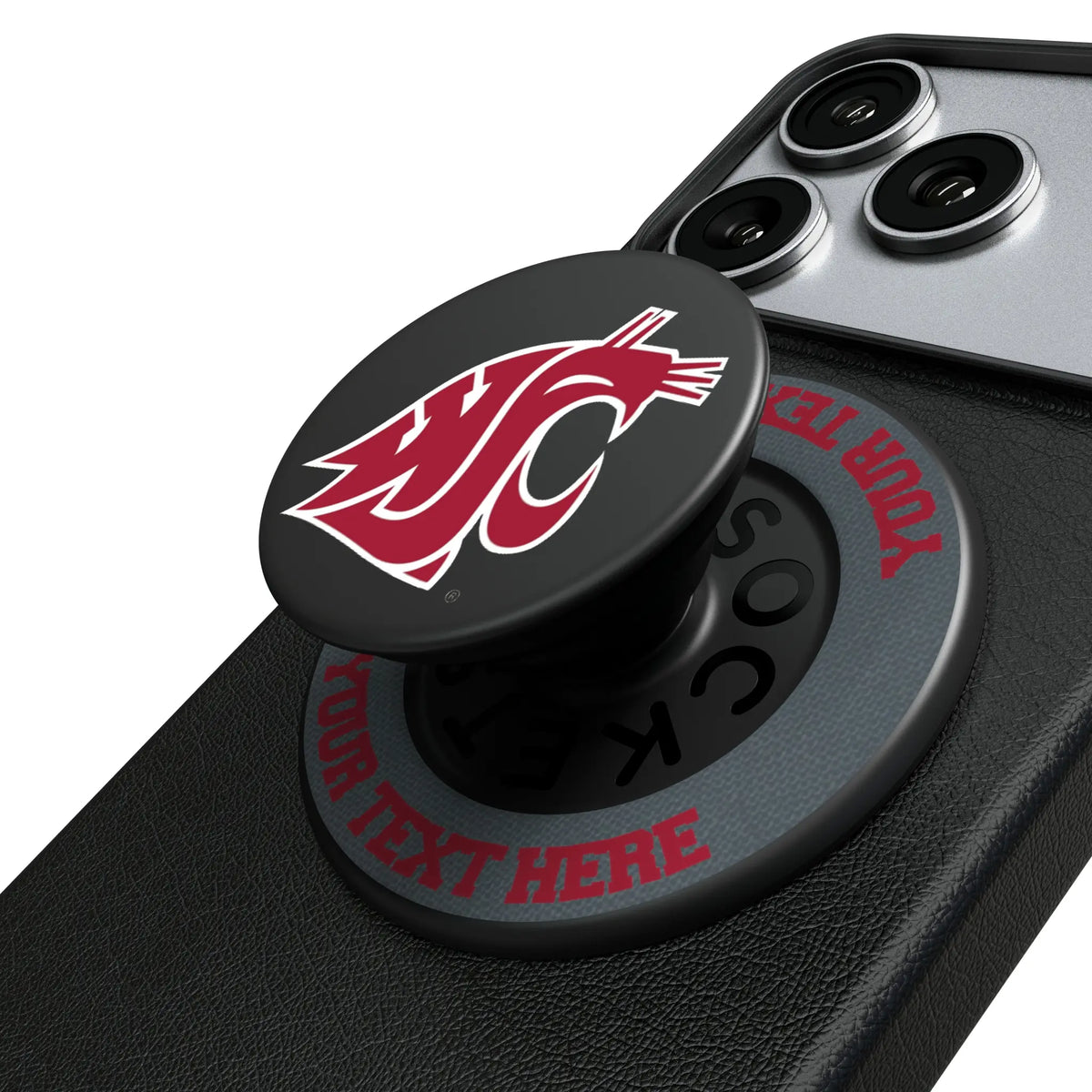 Washington State University Cougars Personalized Endzone Solid Popsockets Round Magnetic
