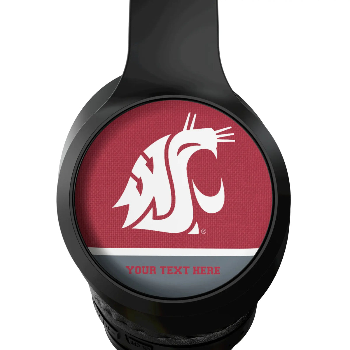 Washington State University Cougars Personalized Endzone Solid Wireless Over-Ear Headphones With Case - Detail