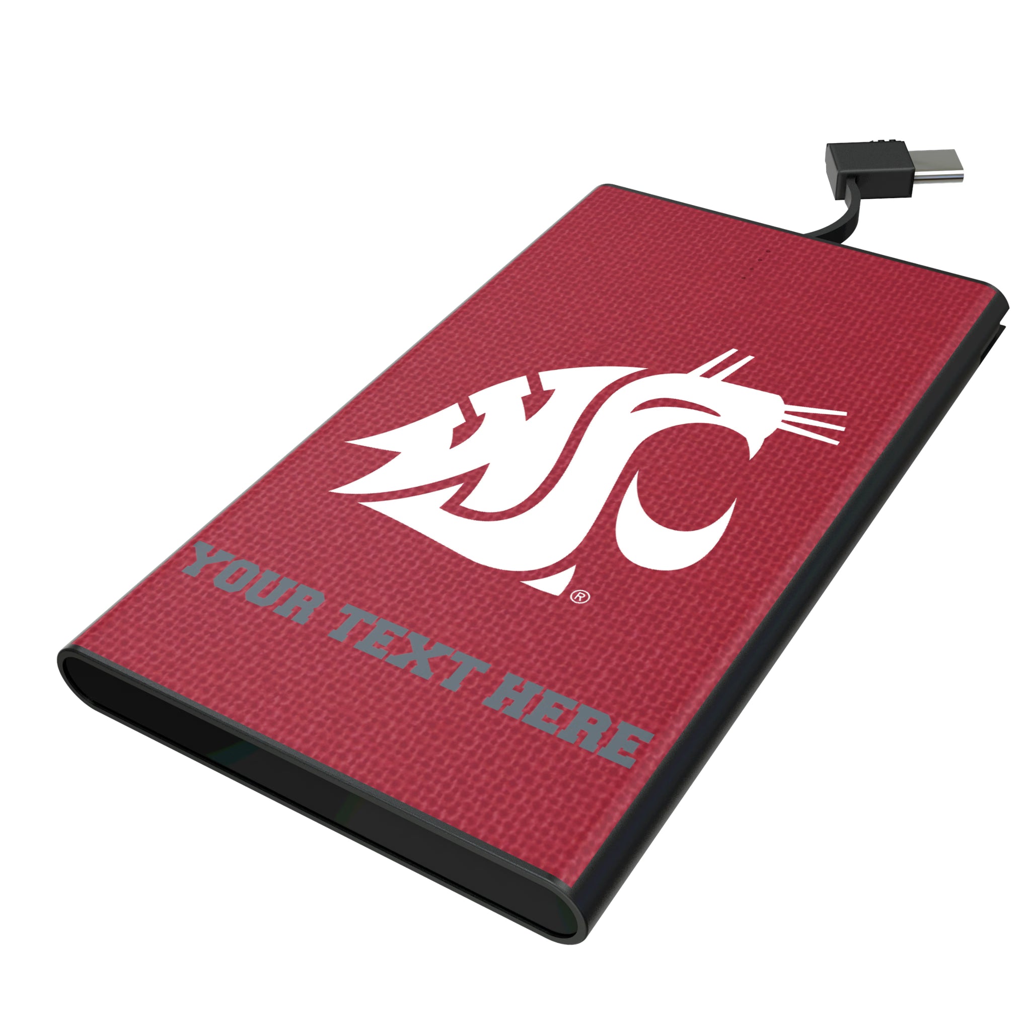 Washington State University Cougars Personalized Solid 5000mAh Flat Powerbank