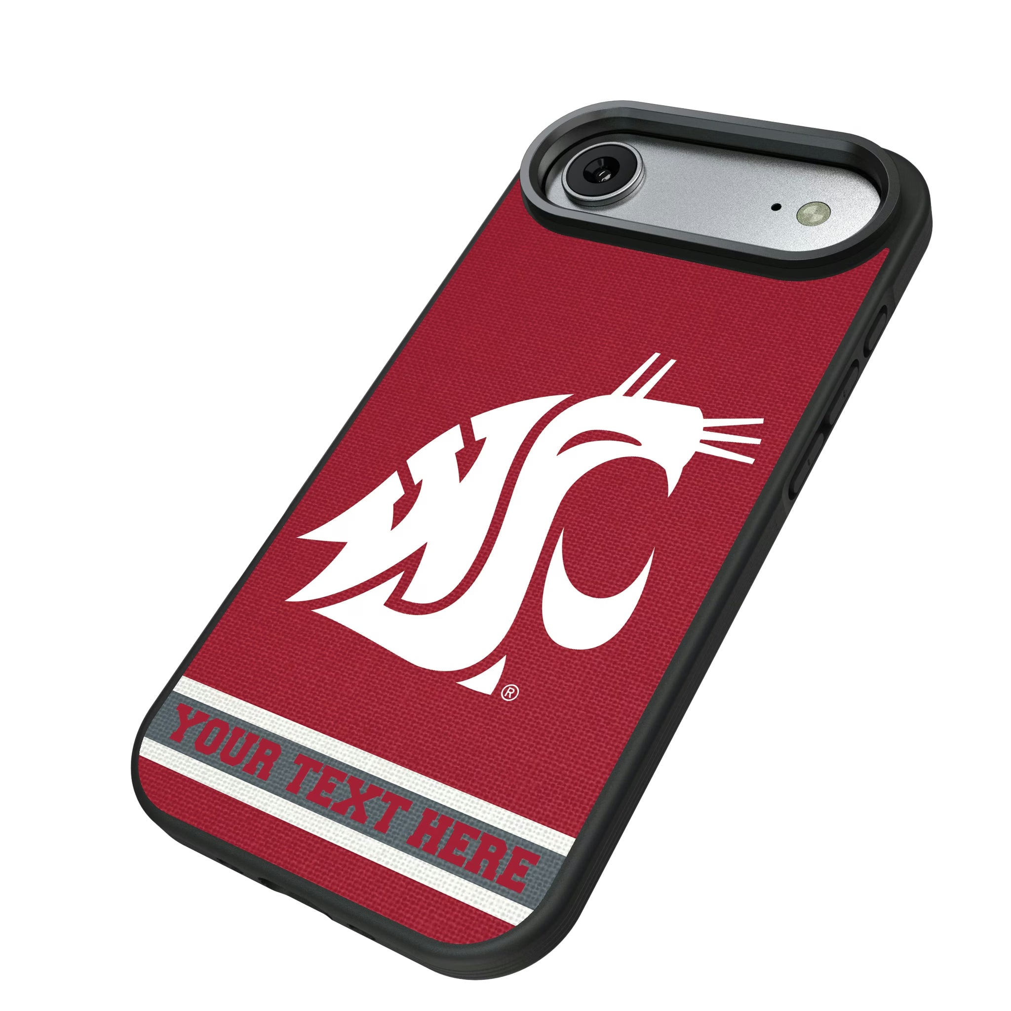 Washington State University Cougars Personalized Stripe iPhone Bump Phone Case for Apple iPhone - Isometric View#Device_iPhone Air