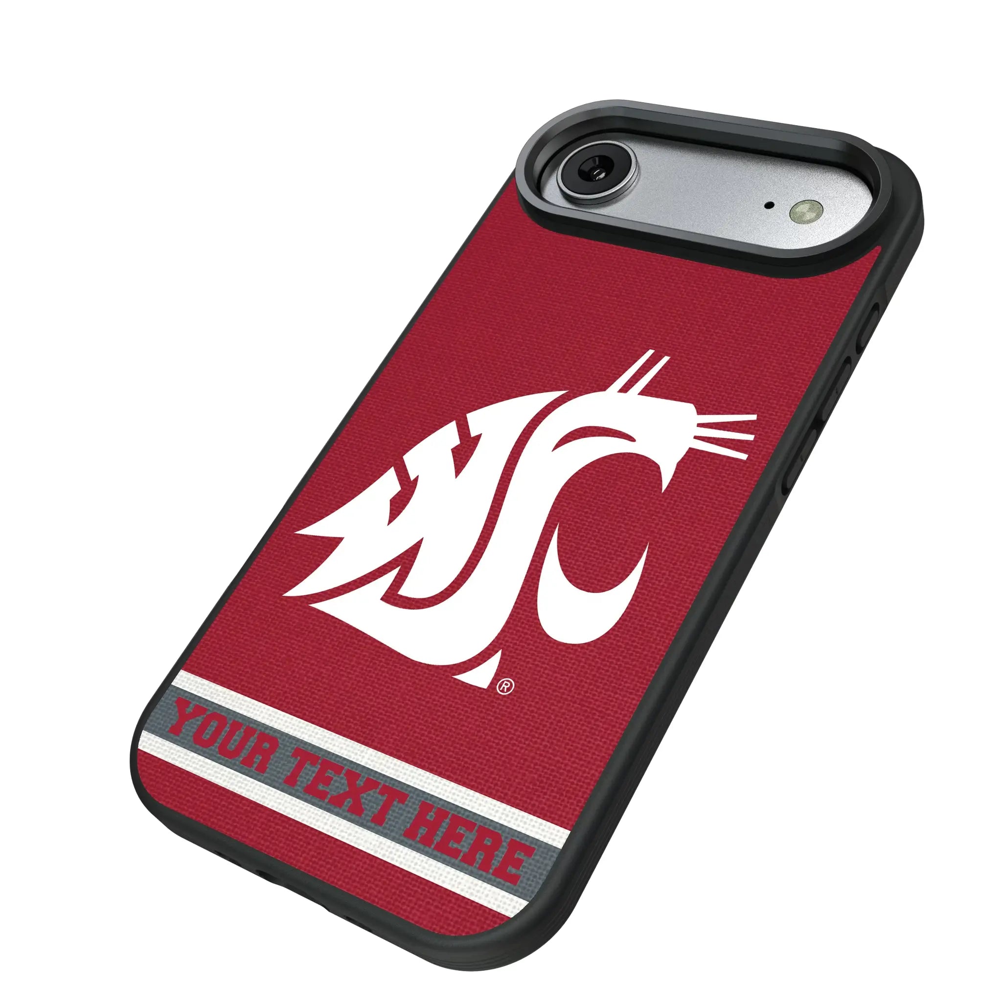 Washington State University Cougars Personalized Stripe iPhone Bump Phone Case for Apple iPhone - Isometric View#Device_iPhone Air
