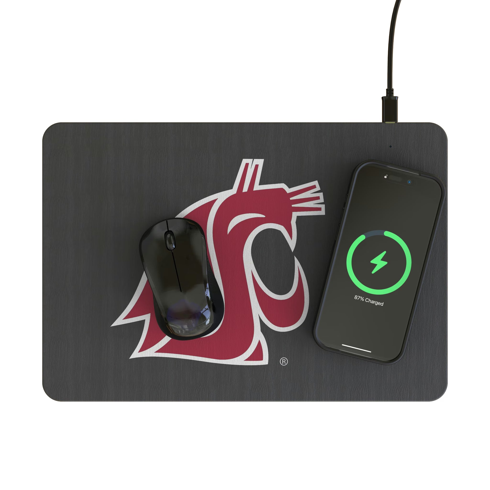 Washington State University Cougars Personalized Tilt 15-Watt Wireless Charger and Mouse Pad - Lifestyle