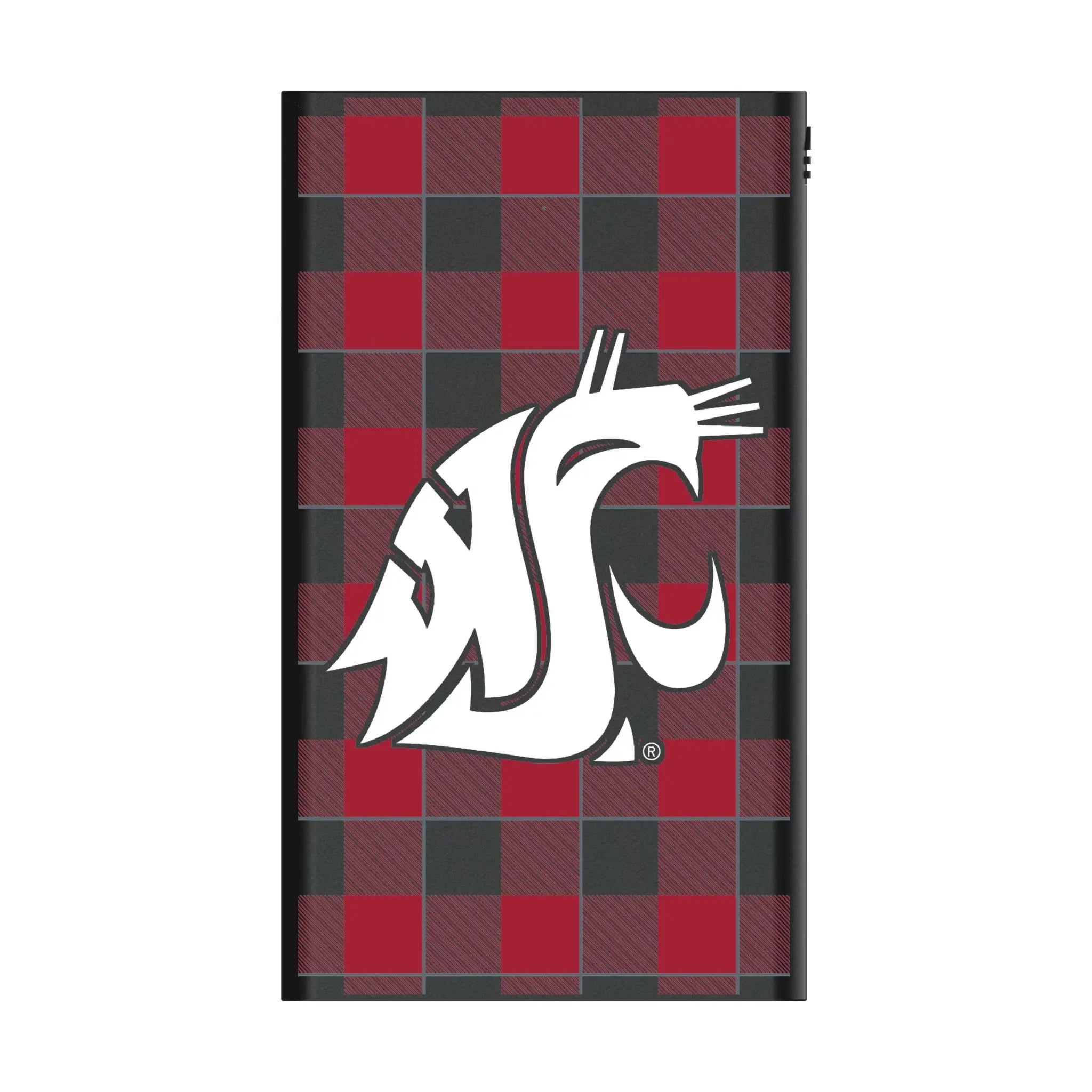 Washington State University Cougars Plaid 5000mAh Flat Power Bank