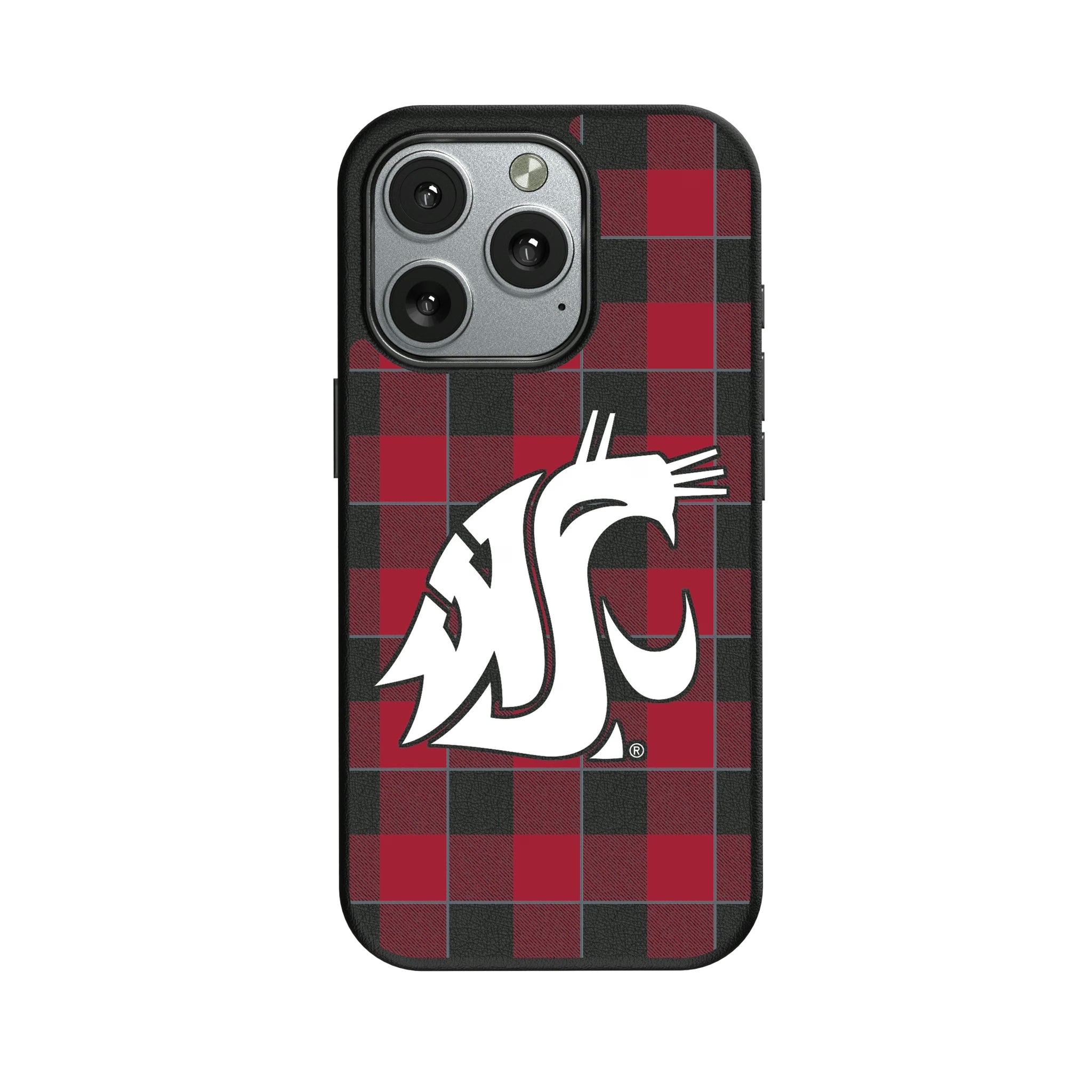 Washington State University Cougars Plaid iPhone MagSafe Compatible Phone Case for Apple iPhone
