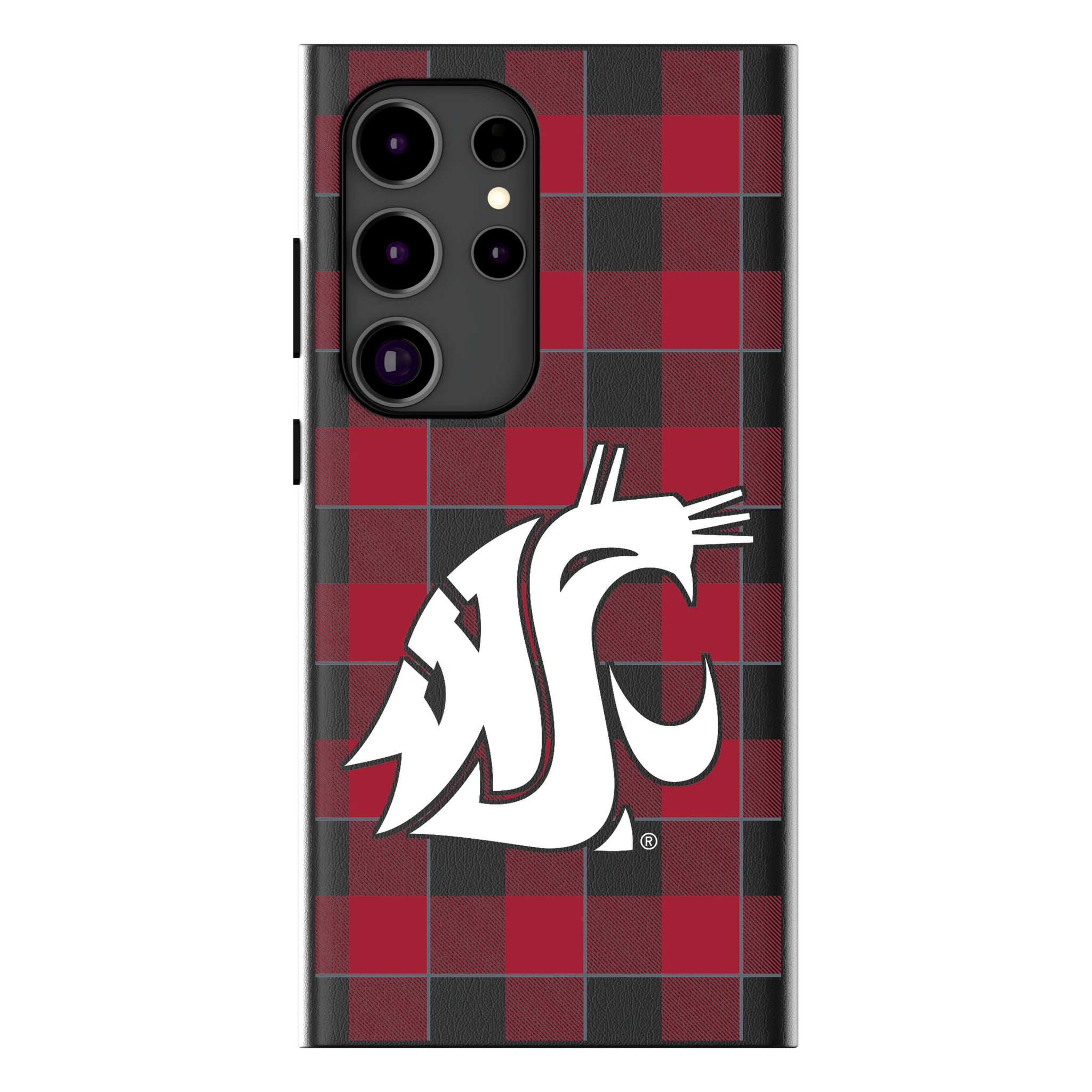 Washington State University Cougars Plaid Galaxy MagSafe Compatible Phone Case for Samsung Galaxy