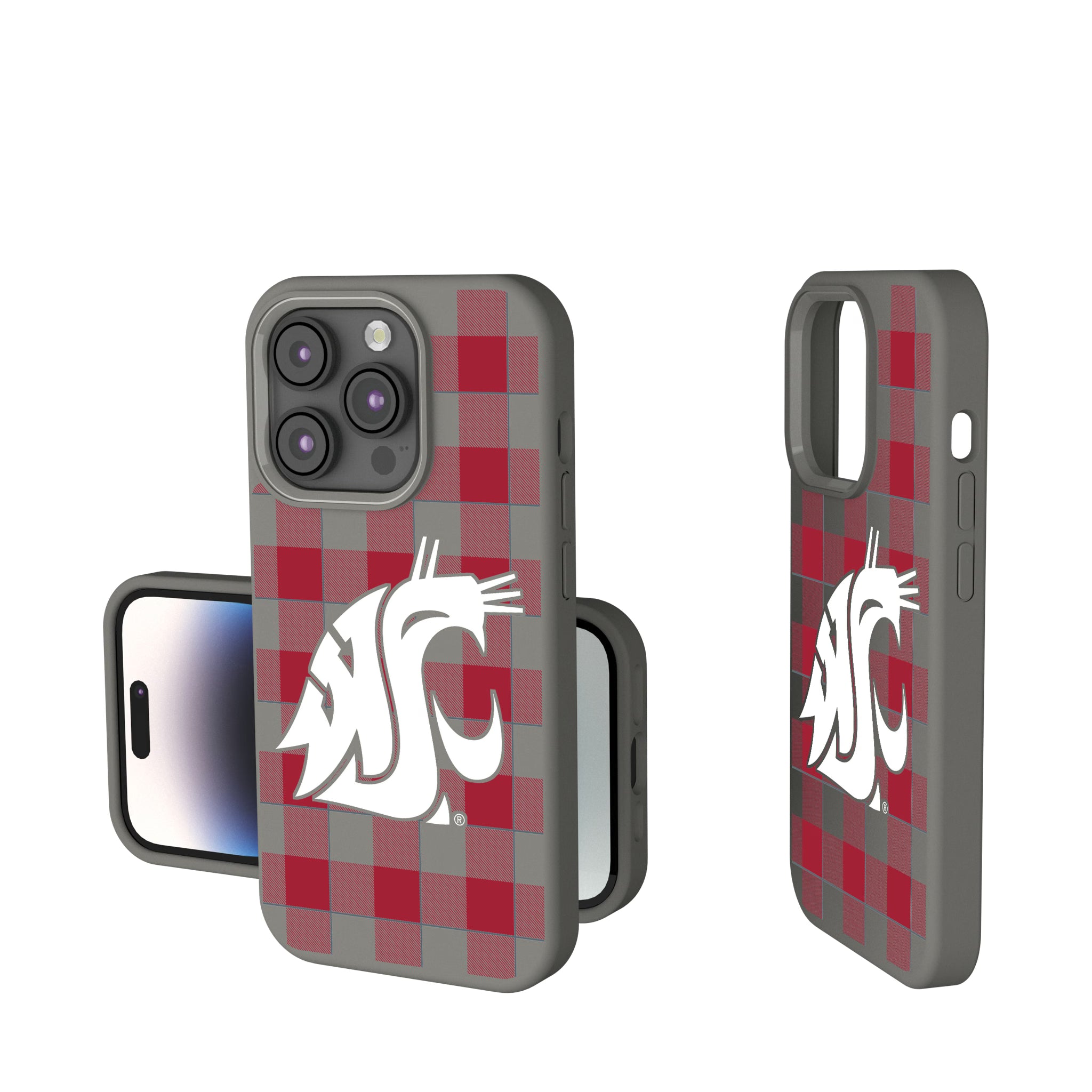 Washington State University Cougars Plaid iPhone Soft Touch Phone Case for Apple iPhone