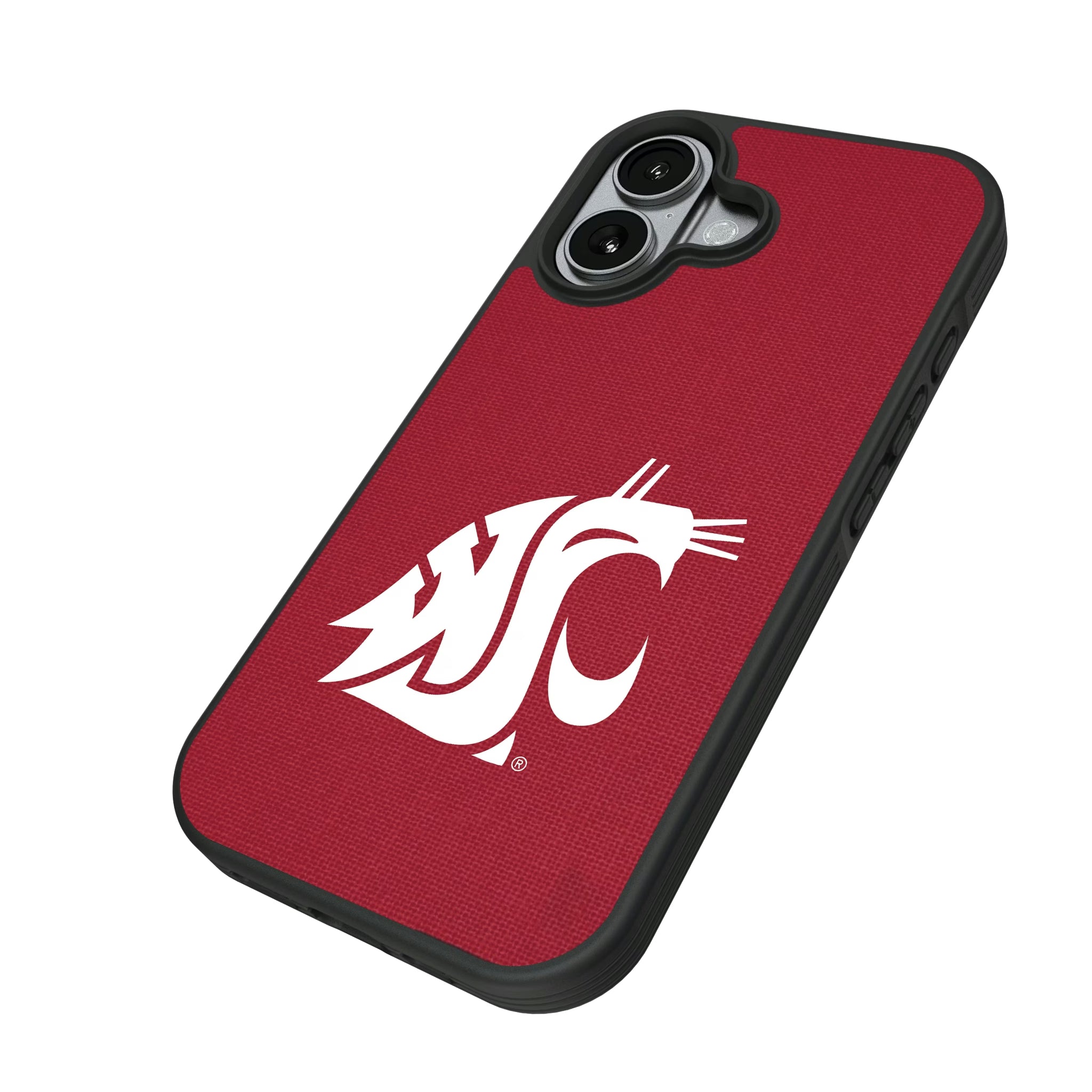 Washington State University Cougars Solid iPhone Bump Phone Case for Apple iPhone - Isometric View#Device_iPhone 17