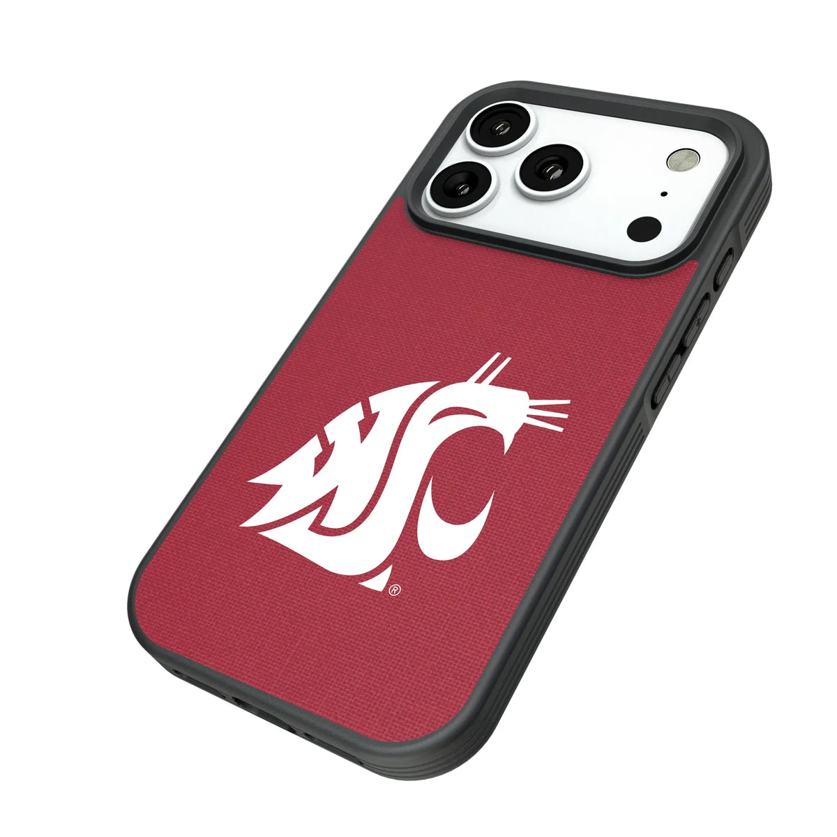 Washington State University Cougars Solid iPhone Bump Phone Case for Apple iPhone - Isometric View#Device_iPhone 18 Pro