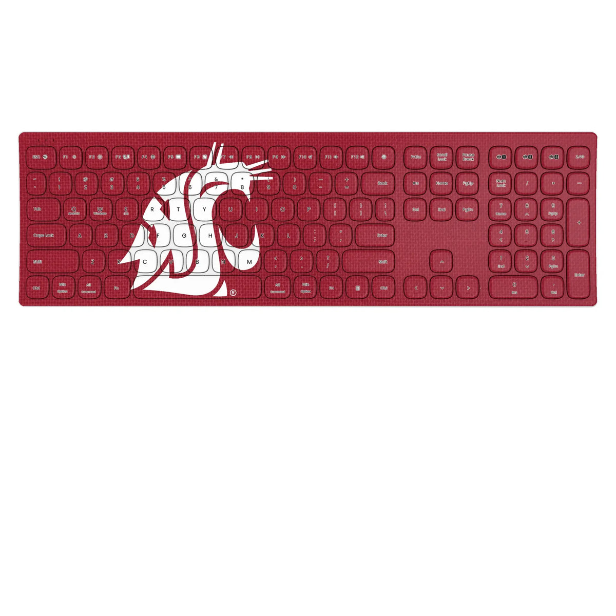 Washington State University Cougars Solid KKB605 Curved Wireless Keyboard