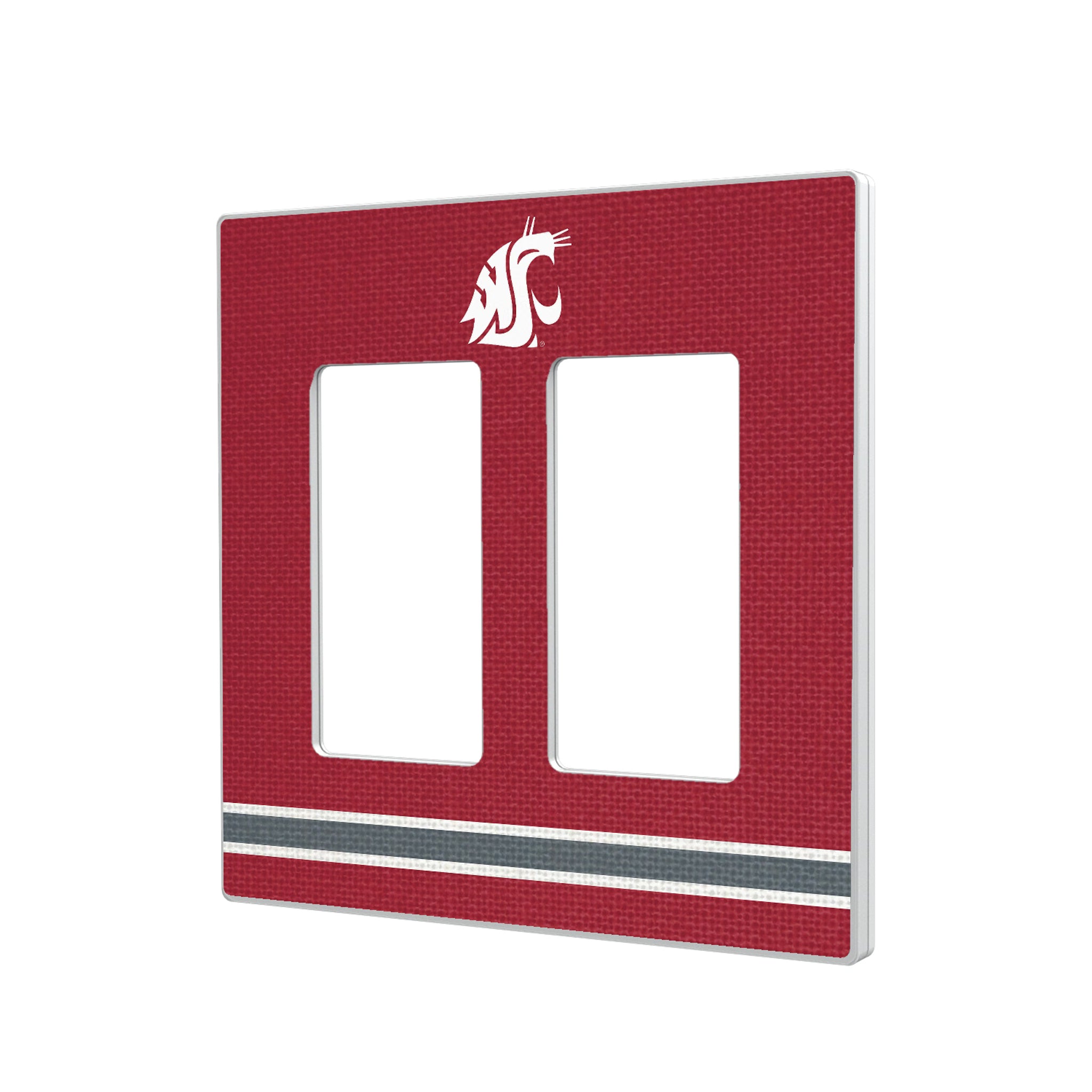 Washington State University Cougars Stripe Hidden-Screw Light Switch Plate#Style_Double Rocker