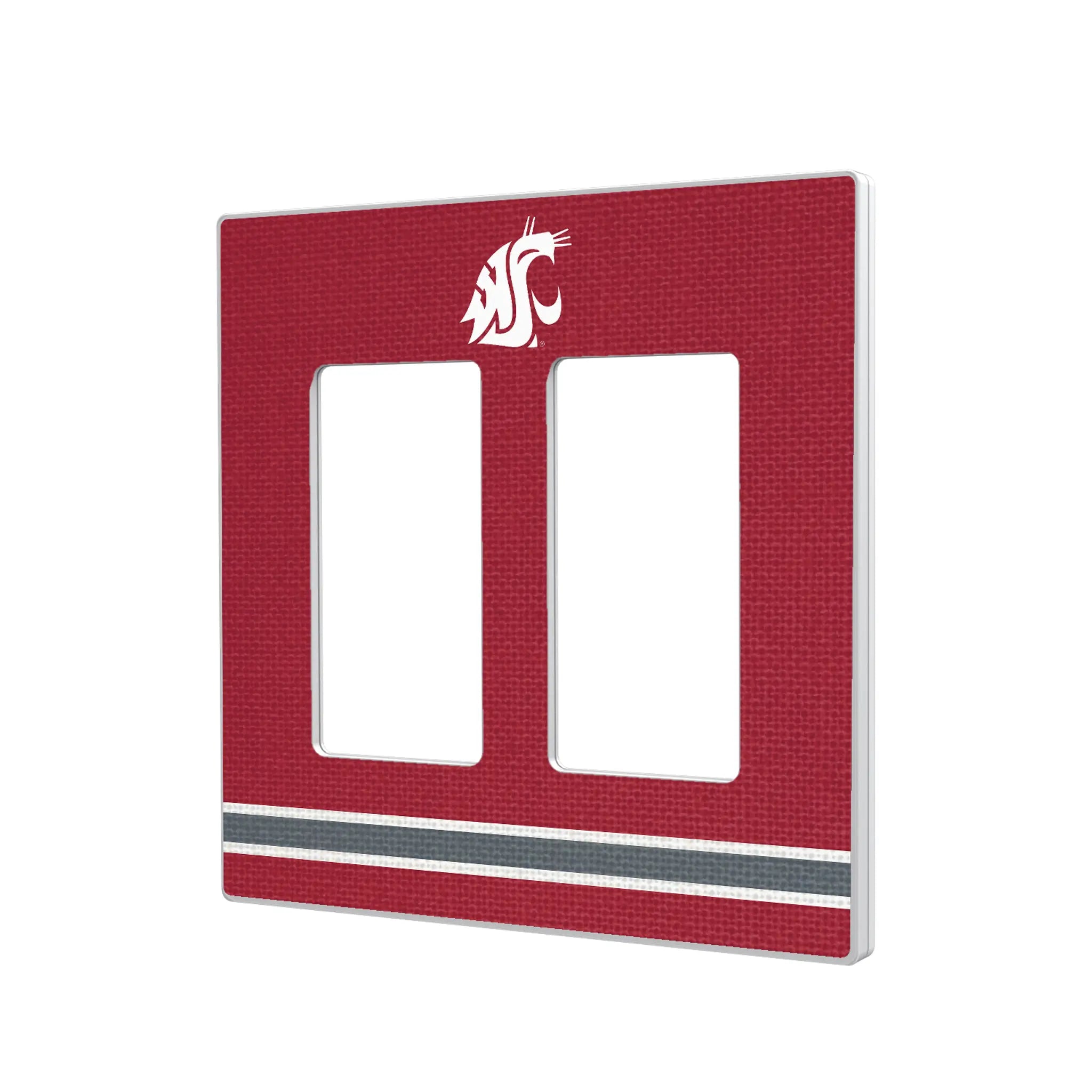 Washington State University Cougars Stripe Hidden-Screw Light Switch Plate#Style_Double Rocker