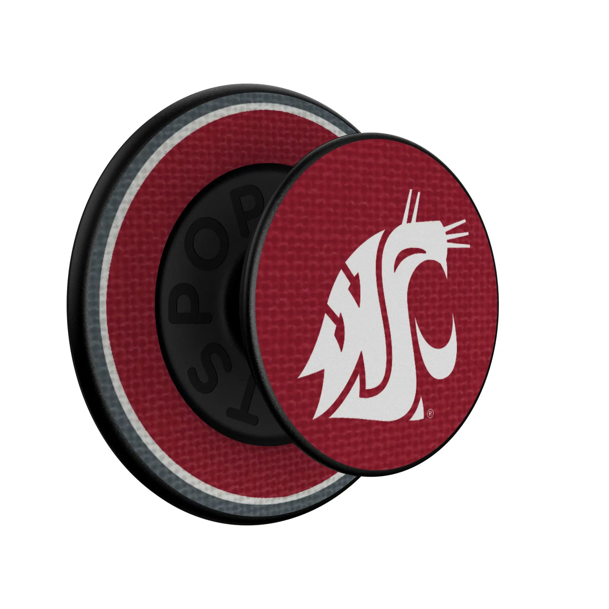 Washington State University Cougars Stripe Popsockets Round Magnetic - Isometric View