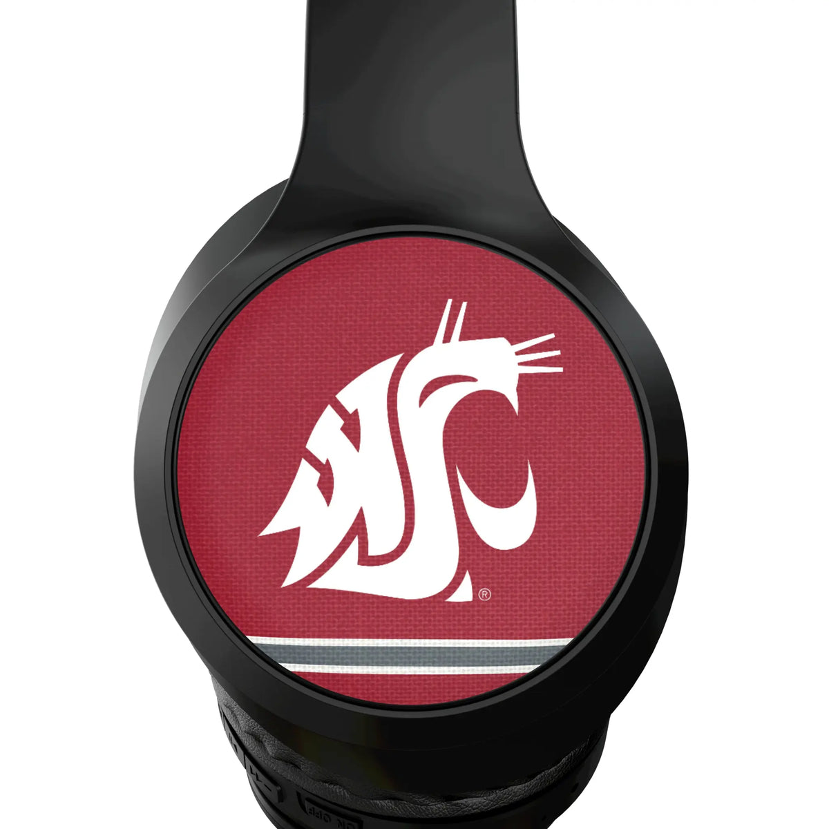 Washington State University Cougars Stripe Wireless Over-Ear Headphones With Case - Detail