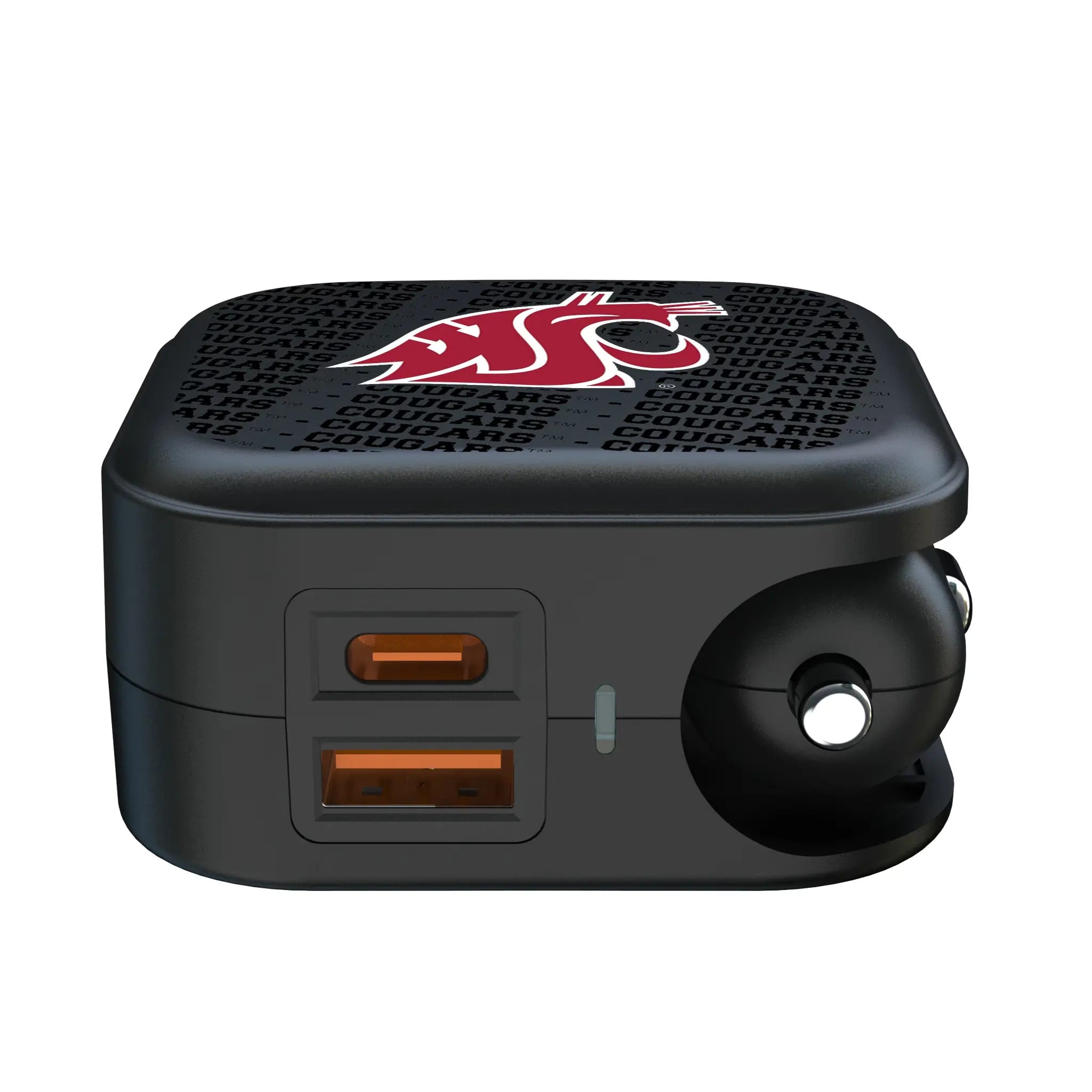 Washington State University Cougars Text Backdrop 2 in 1 USB A/C Charger