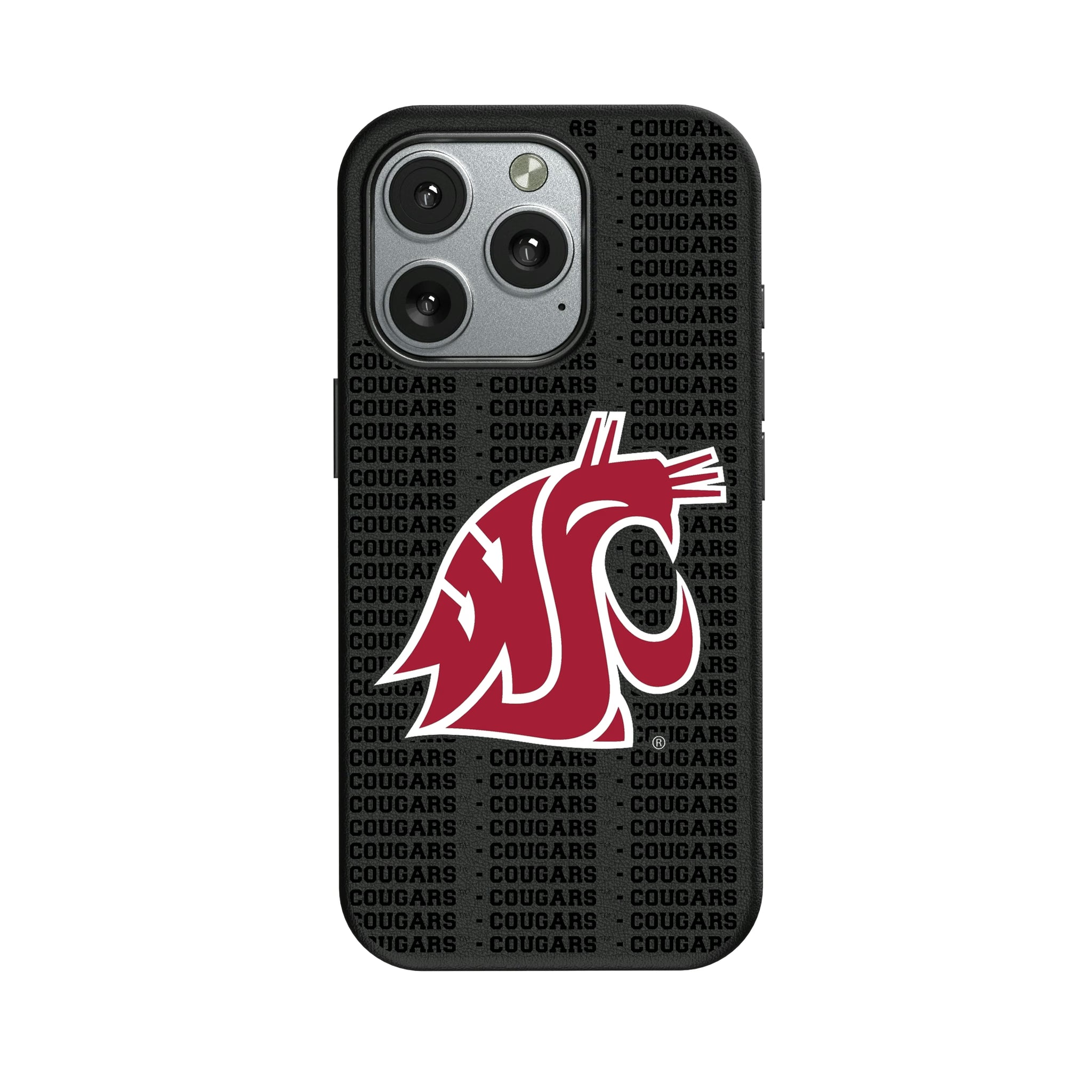 Washington State University Cougars Text Backdrop iPhone MagSafe Compatible Phone Case for Apple iPhone