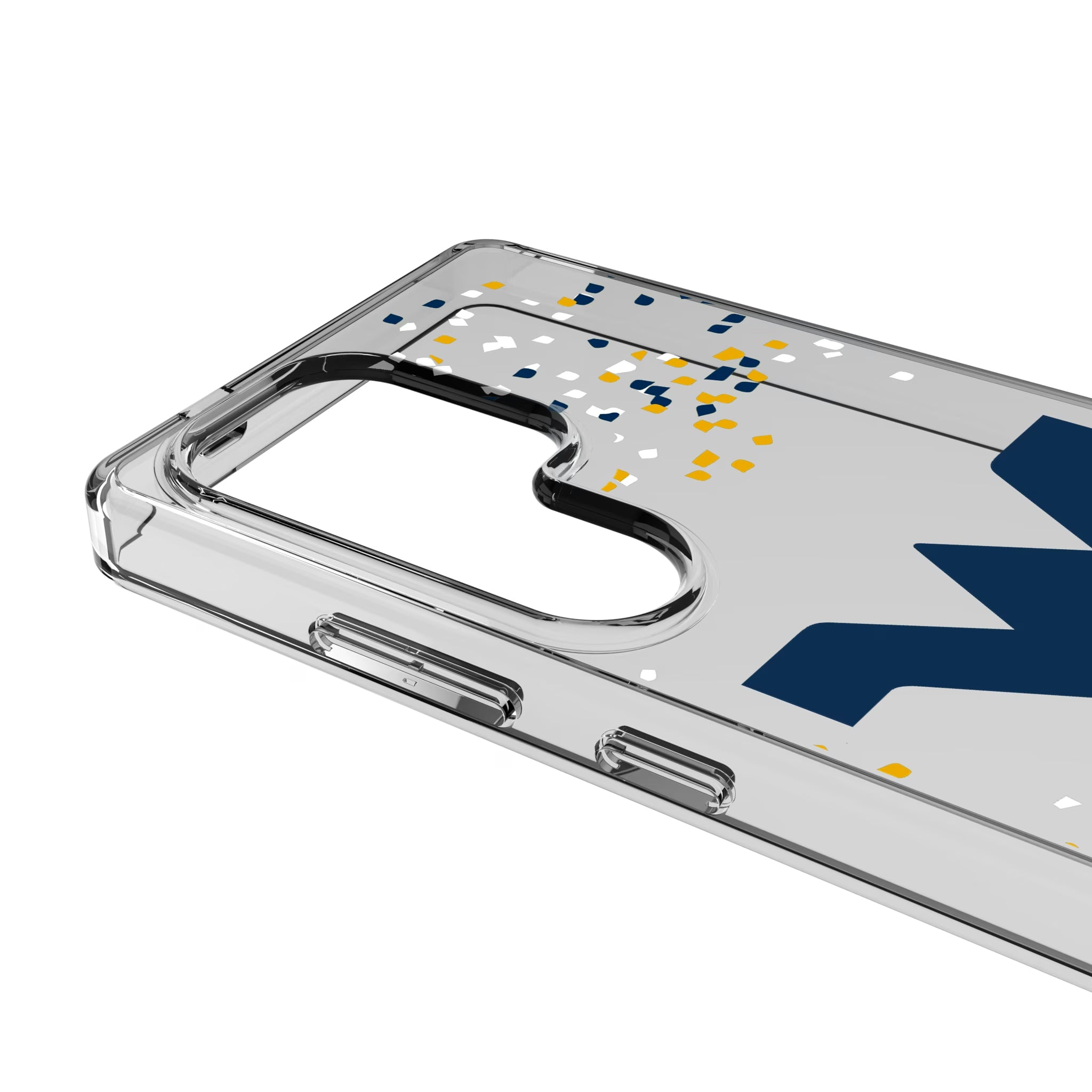 West Virginia University Mountaineers Confetti Galaxy Clear Phone Case for Samsung Galaxy - Detail