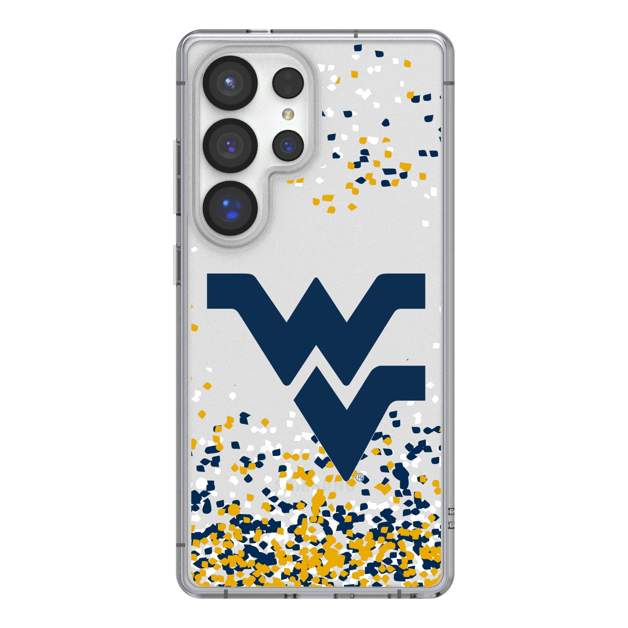 West Virginia University Mountaineers Confetti Galaxy Clear Phone Case for Samsung Galaxy