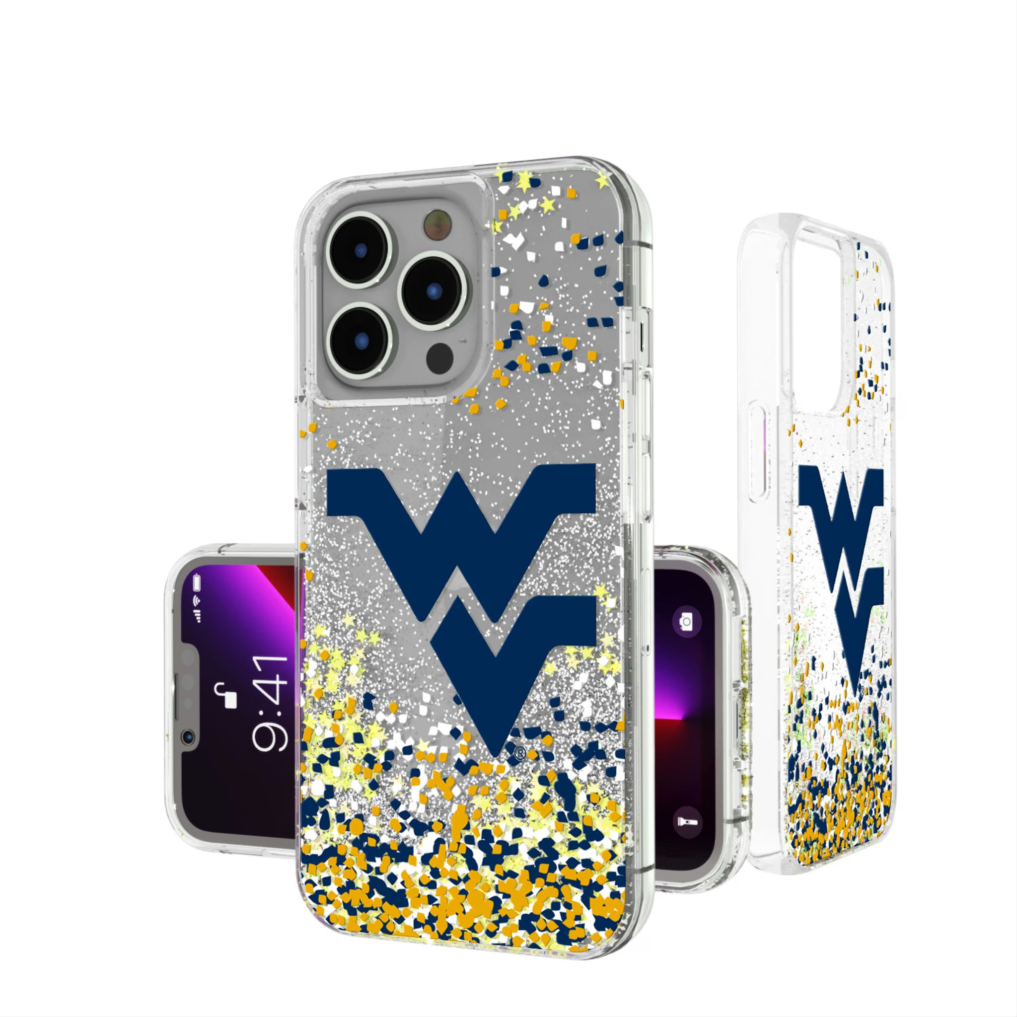 West Virginia University Mountaineers Confetti iPhone Glitter Phone Case for Apple iPhone