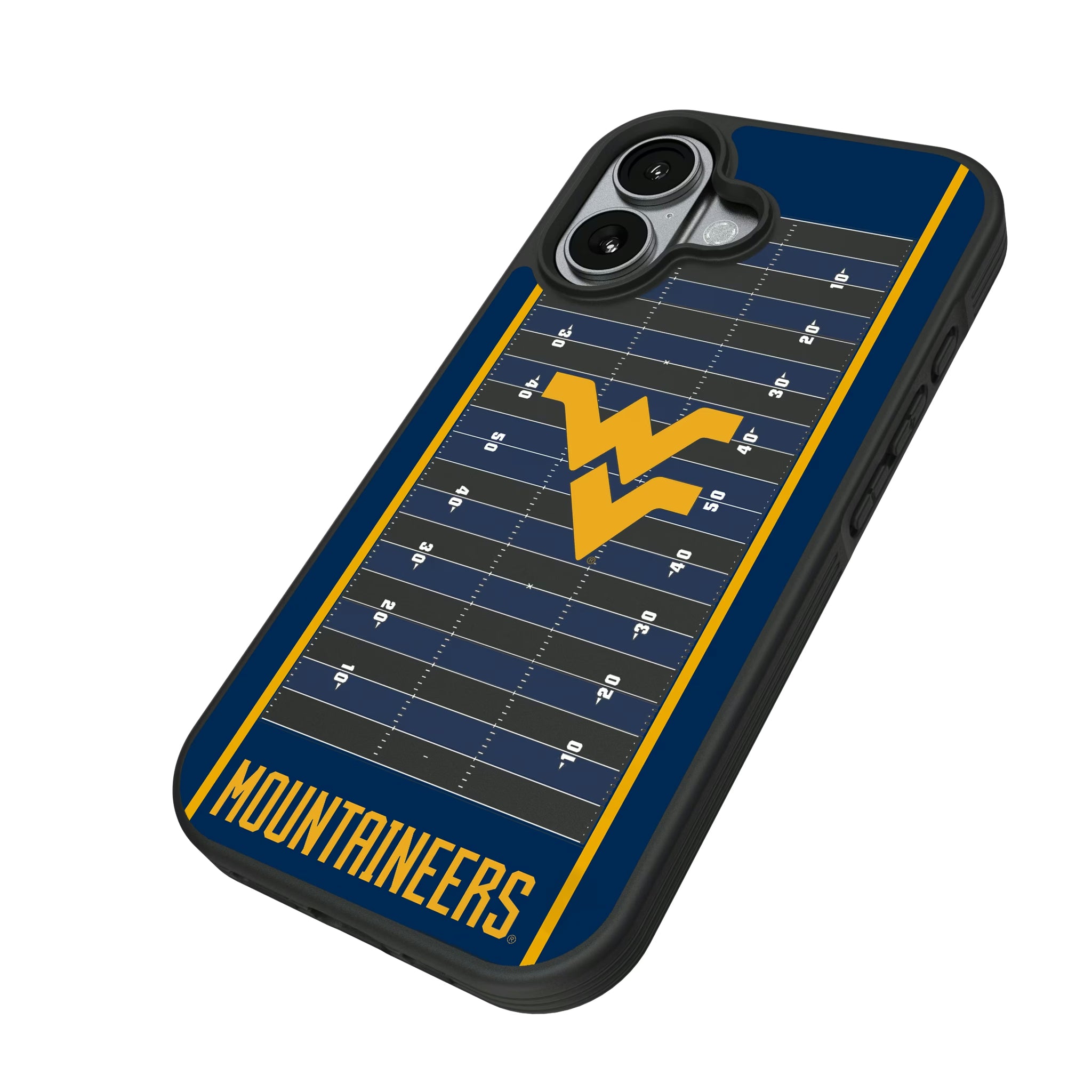 West Virginia University Mountaineers Field iPhone Bump Phone Case for Apple iPhone - Isometric View#Device_iPhone 17