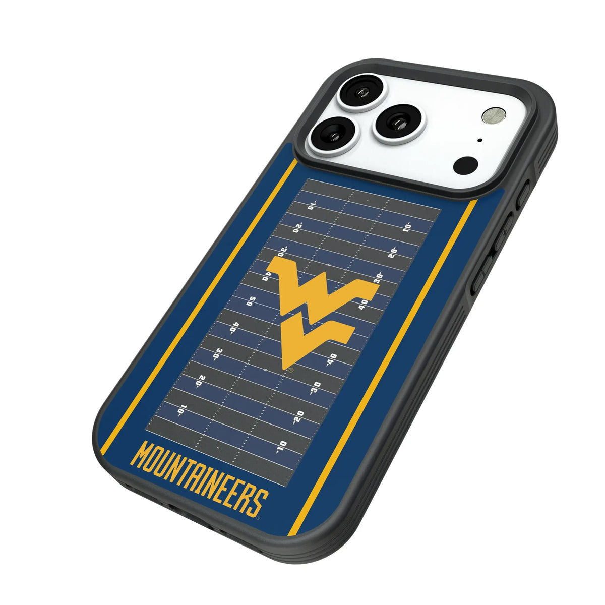 West Virginia University Mountaineers Field iPhone Bump Phone Case for Apple iPhone - Isometric View#Device_iPhone 18 Pro
