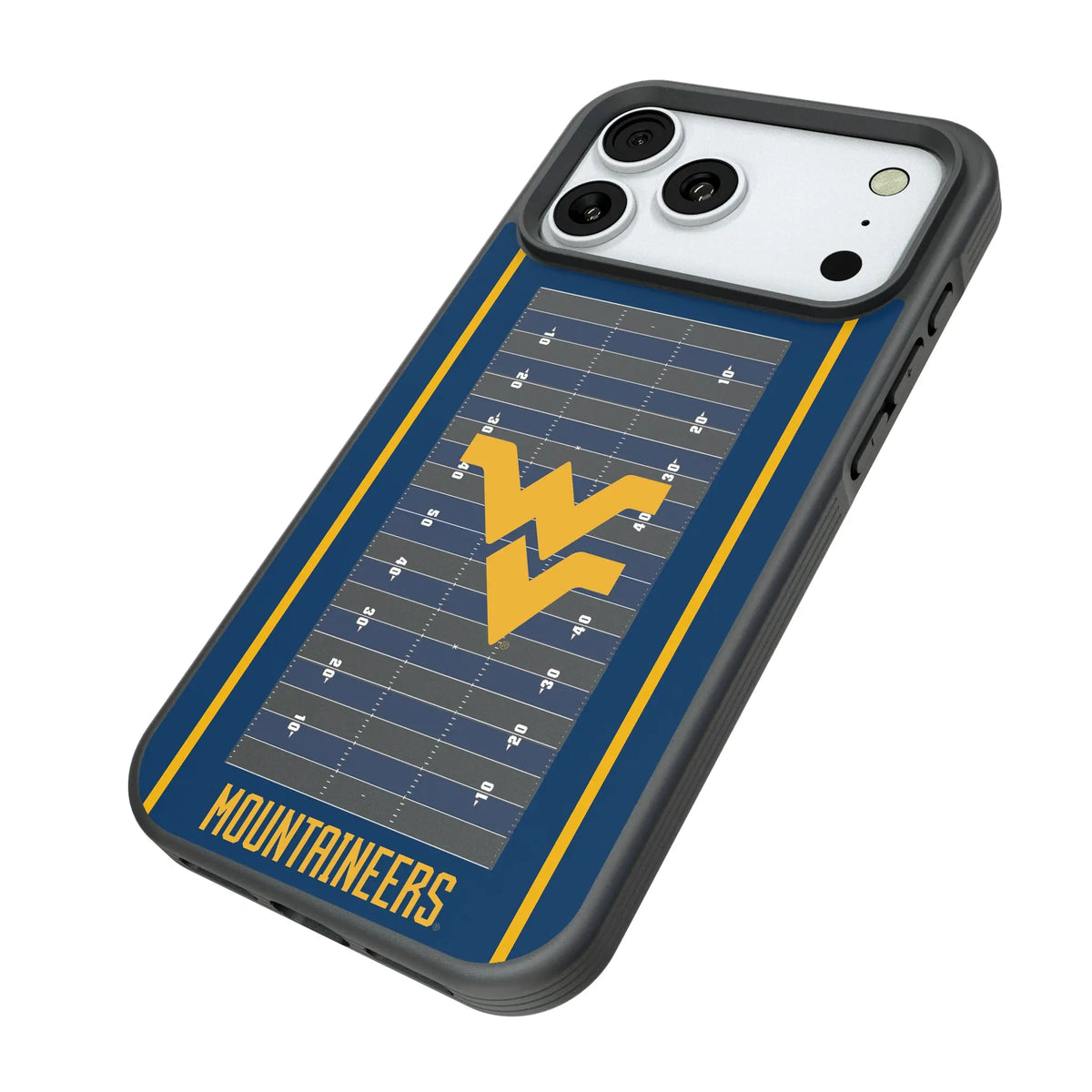 West Virginia University Mountaineers Field iPhone Bump Phone Case for Apple iPhone - Isometric View#Device_iPhone 18 Pro Max