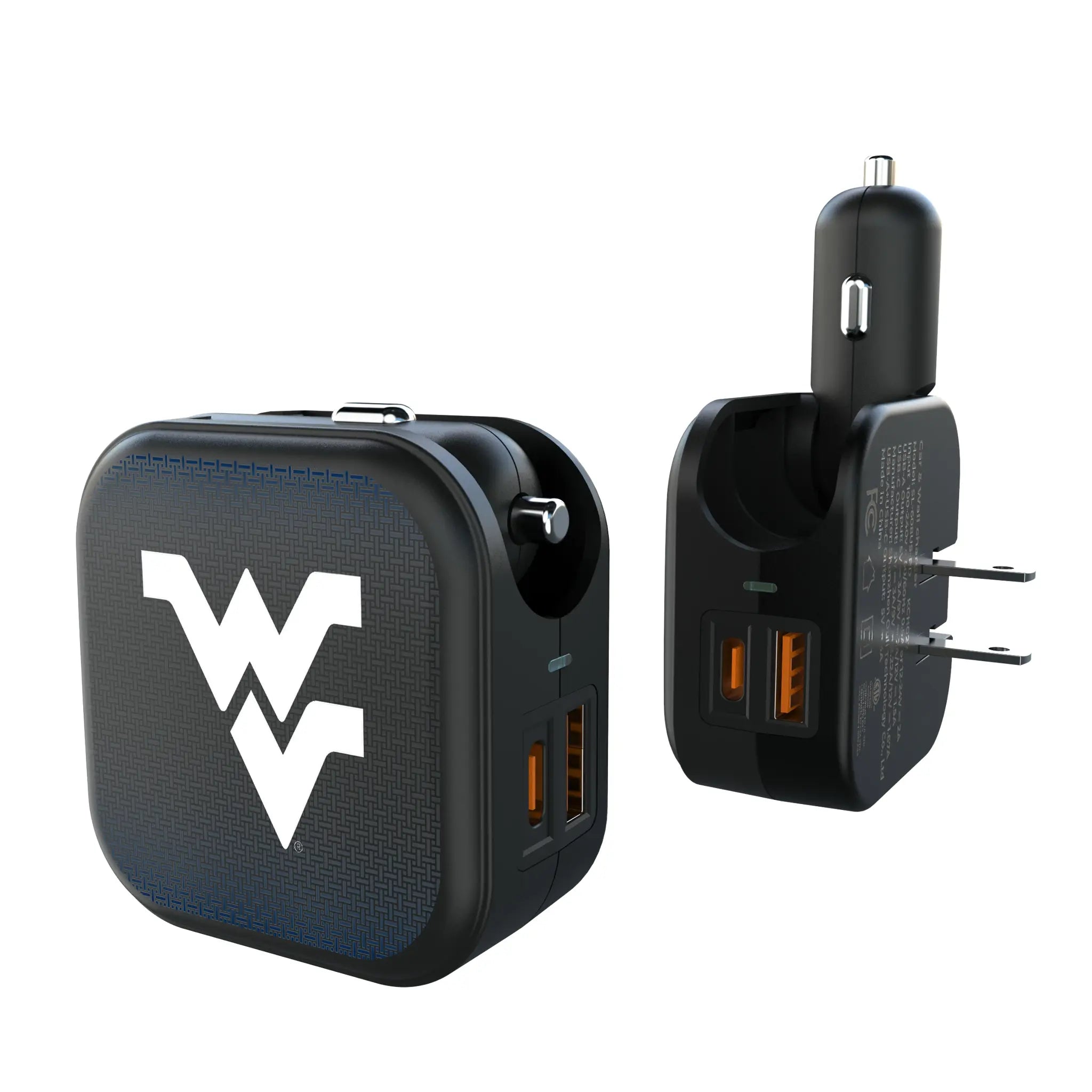 West Virginia University Mountaineers Linen 2 in 1 USB A/C Charger
