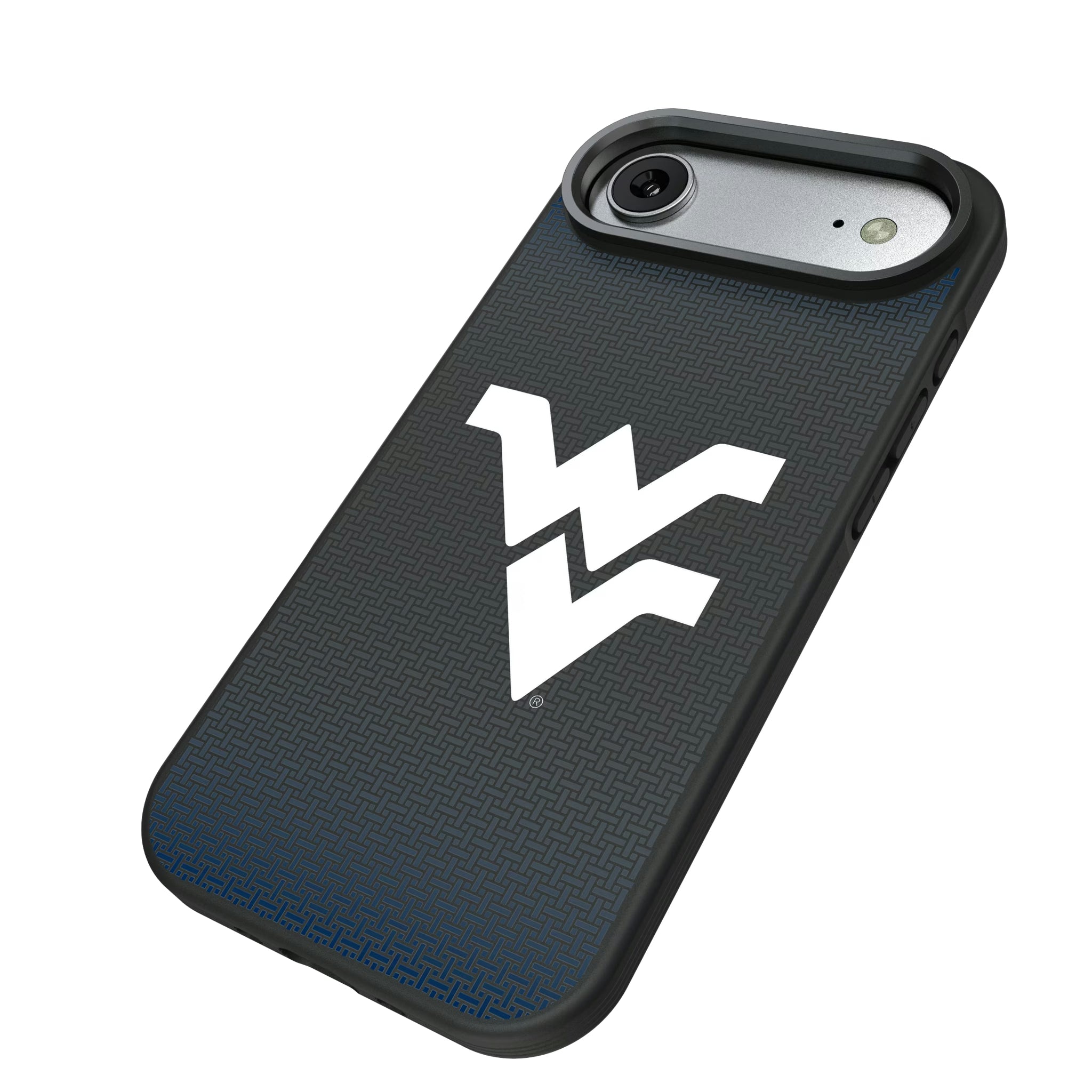 West Virginia University Mountaineers Linen iPhone Bump Phone Case for Apple iPhone - Isometric View#Device_iPhone Air