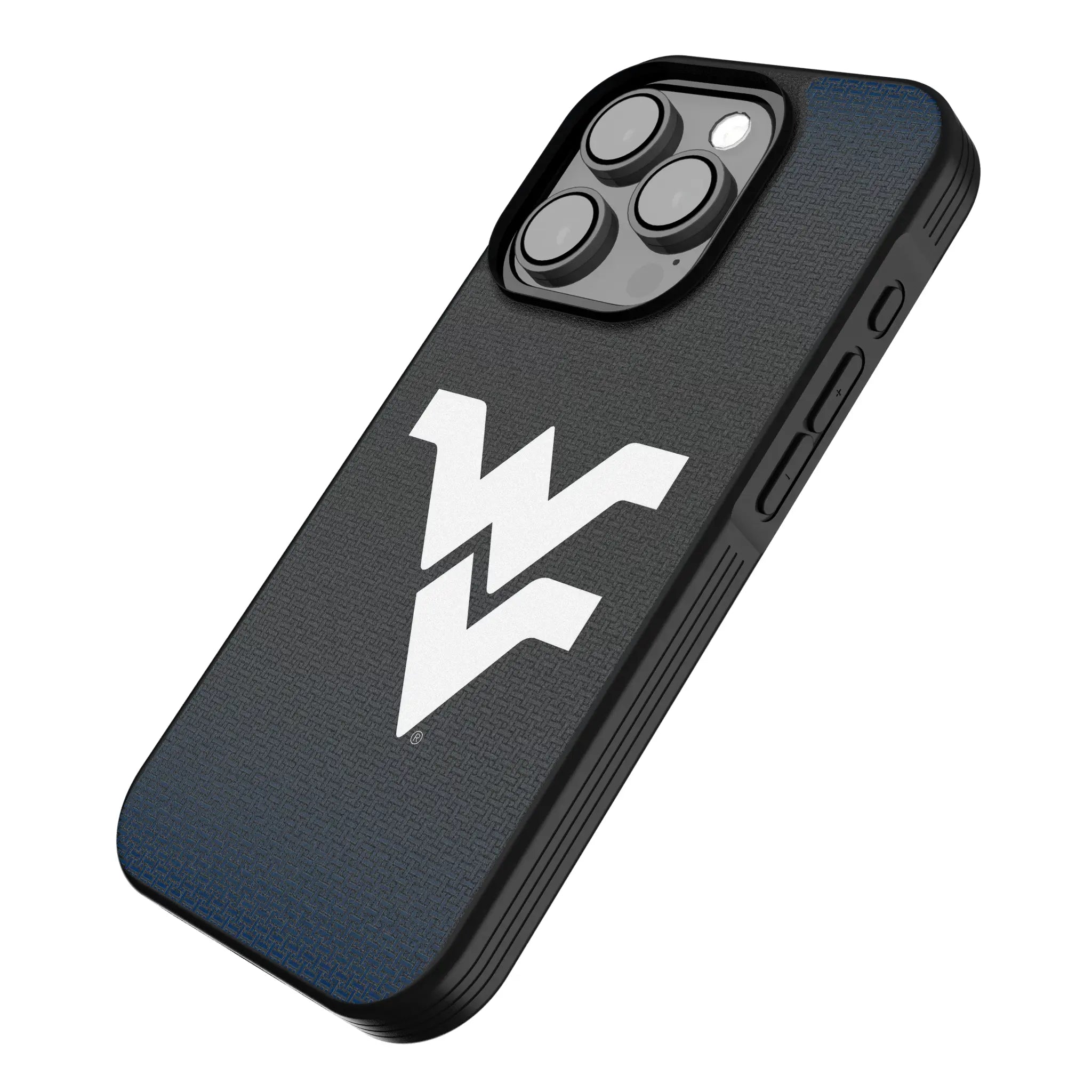 West Virginia University Mountaineers Linen iPhone Bump Phone Case for Apple iPhone - Isometric View