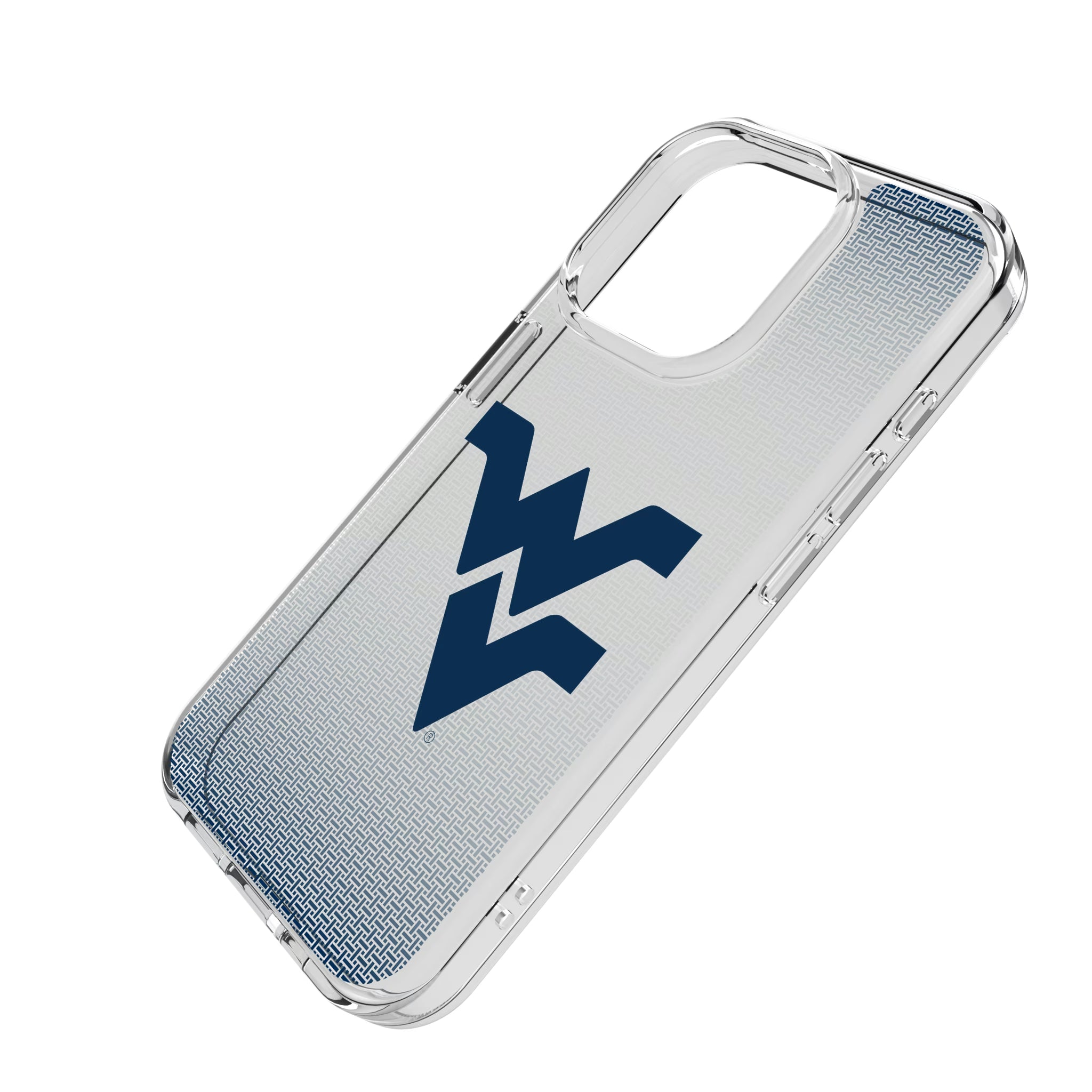 West Virginia University Mountaineers Linen iPhone Clear Phone Case for Apple iPhone - Isometric View