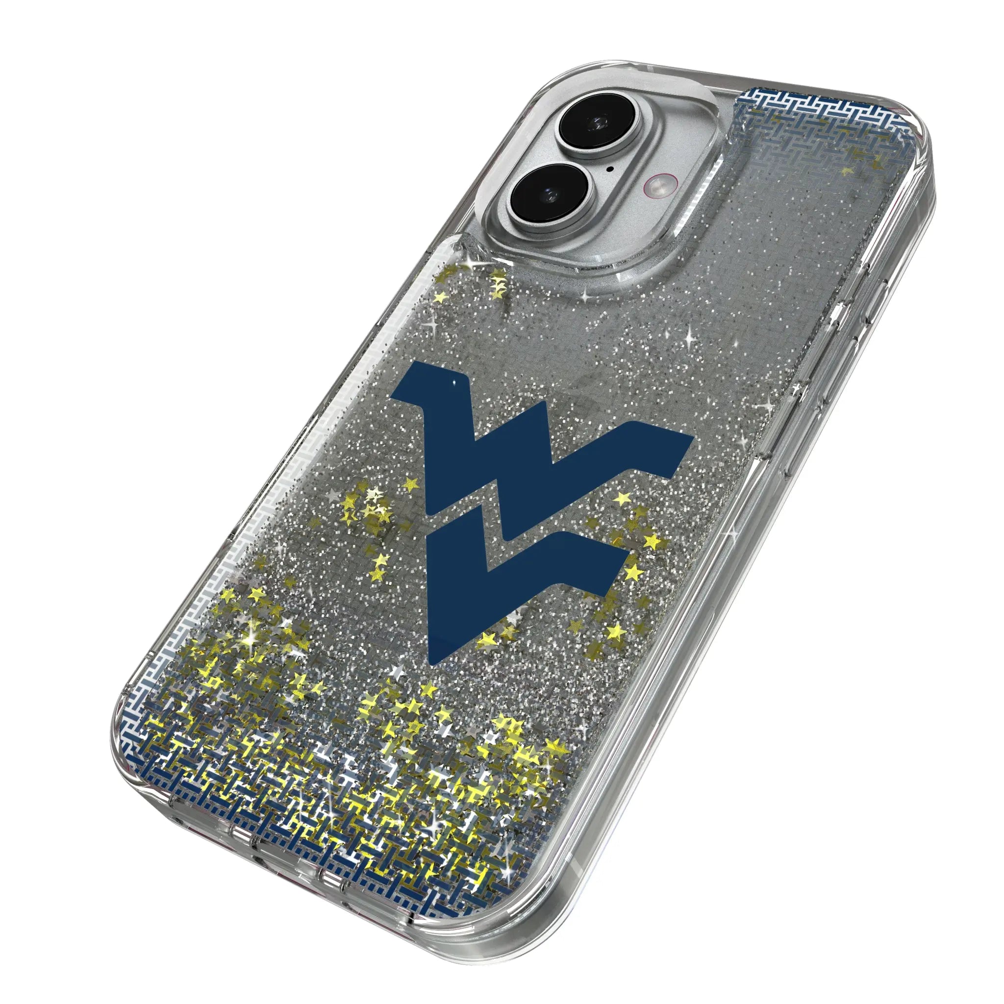 West Virginia University Mountaineers Linen iPhone Glitter Phone Case for Apple iPhone - Isometric View