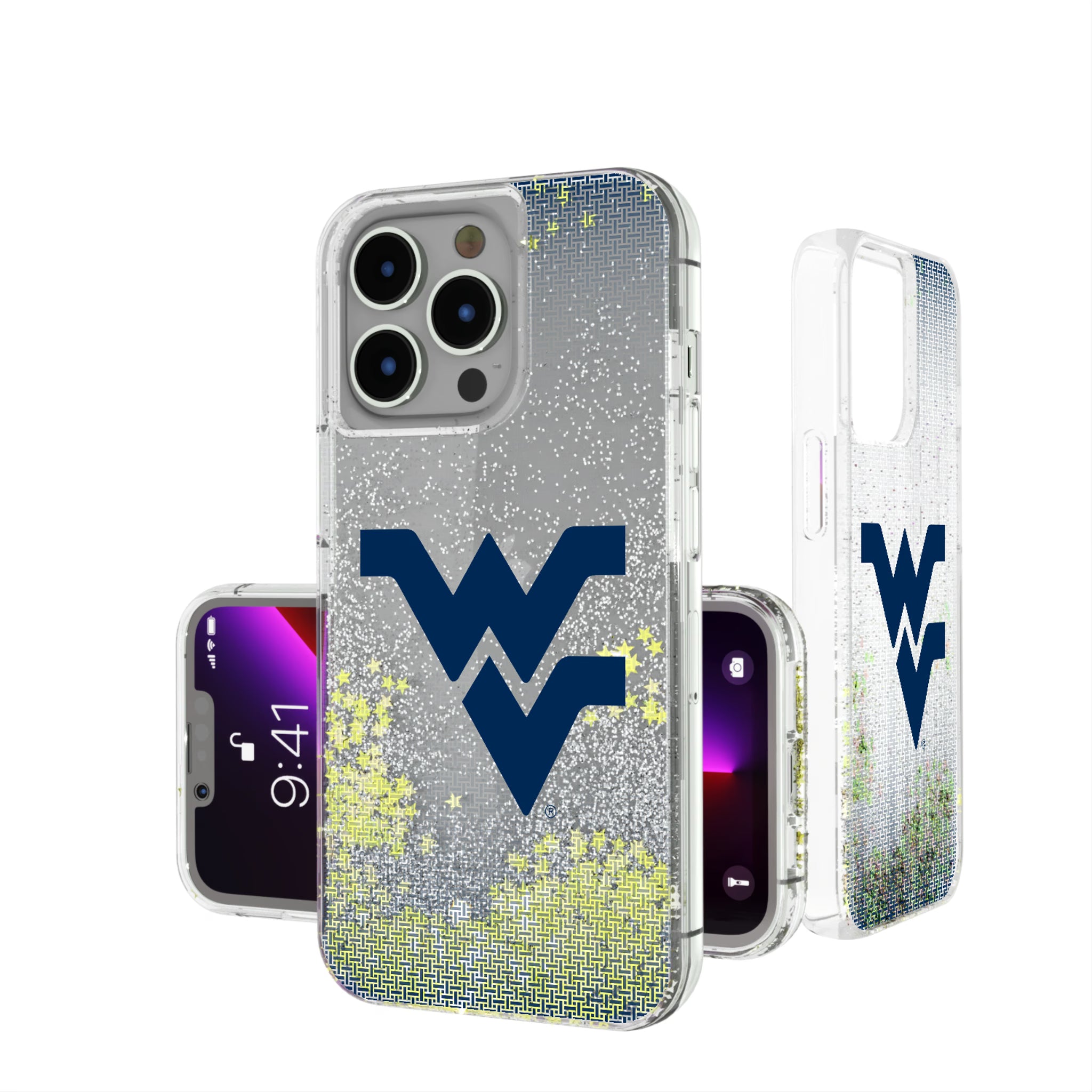 West Virginia University Mountaineers Linen iPhone Glitter Phone Case for Apple iPhone
