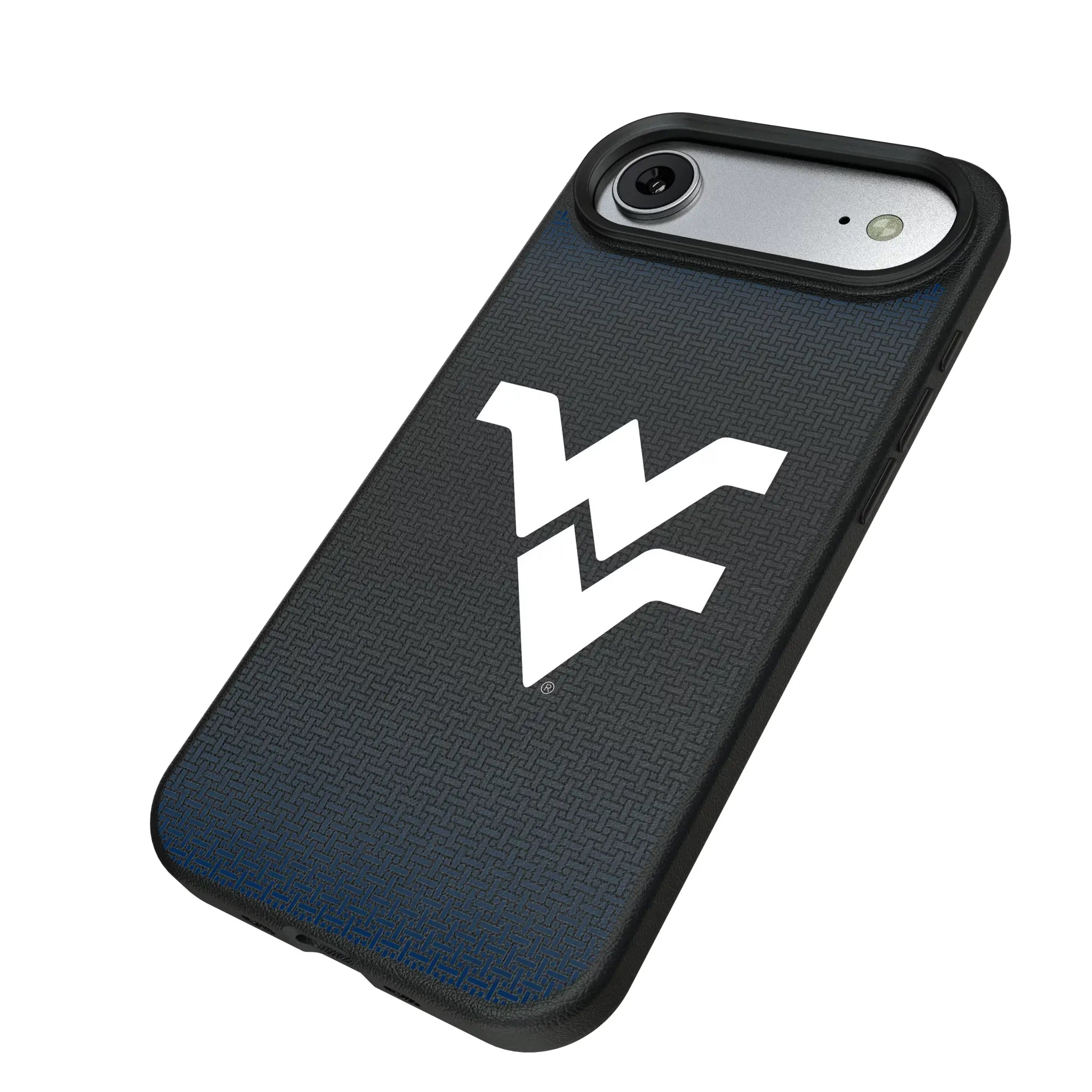 West Virginia University Mountaineers Linen iPhone MagSafe Compatible Phone Case for Apple iPhone - Isometric View#Device_iPhone Air