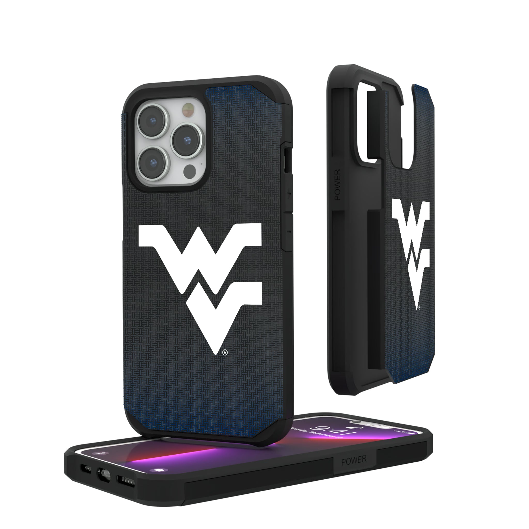 West Virginia University Mountaineers Linen iPhone Rugged Phone Case for Apple iPhone#Device_iPhone 13 Pro