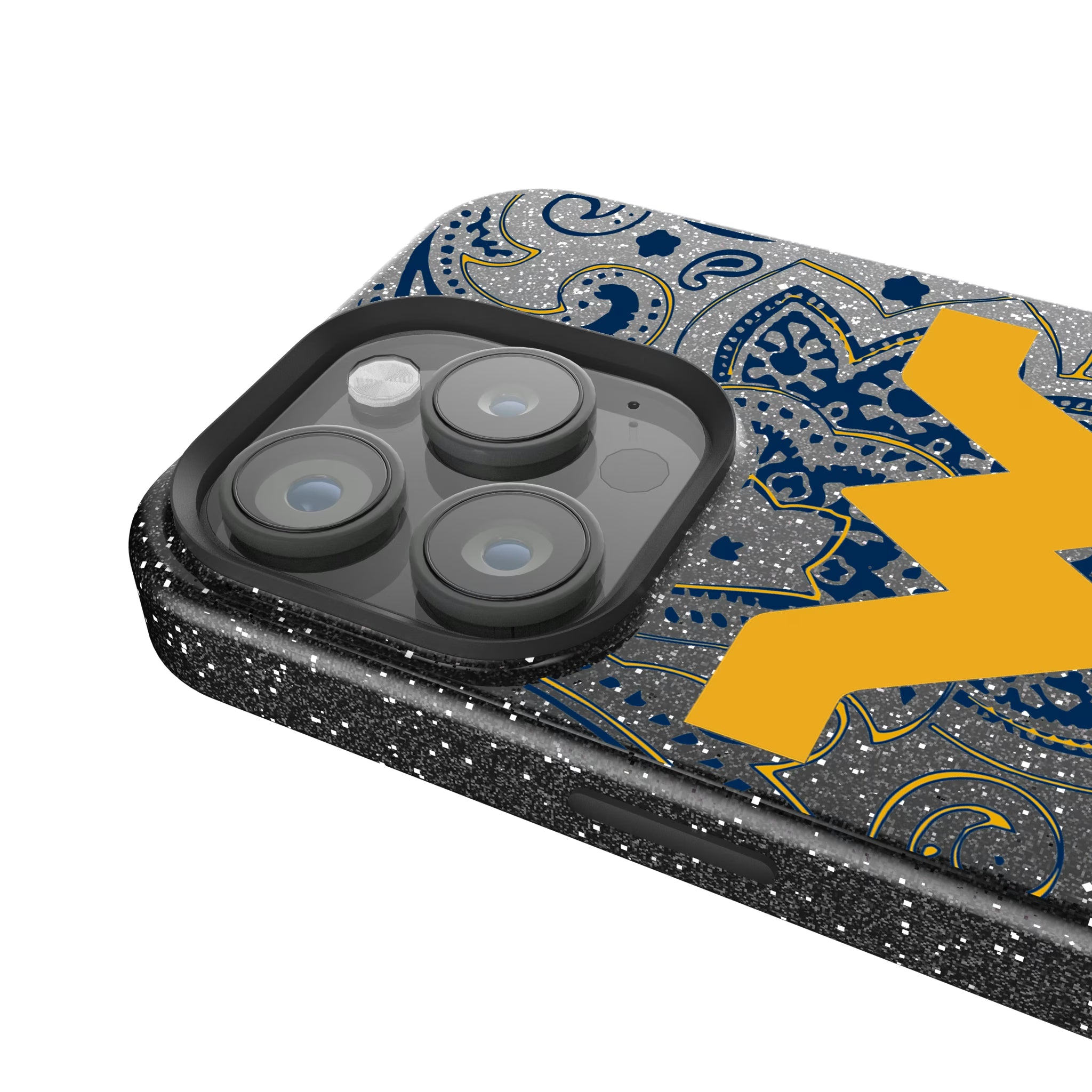 West Virginia University Mountaineers Paisley iPhone Bling Phone Case for Apple iPhone - Detail