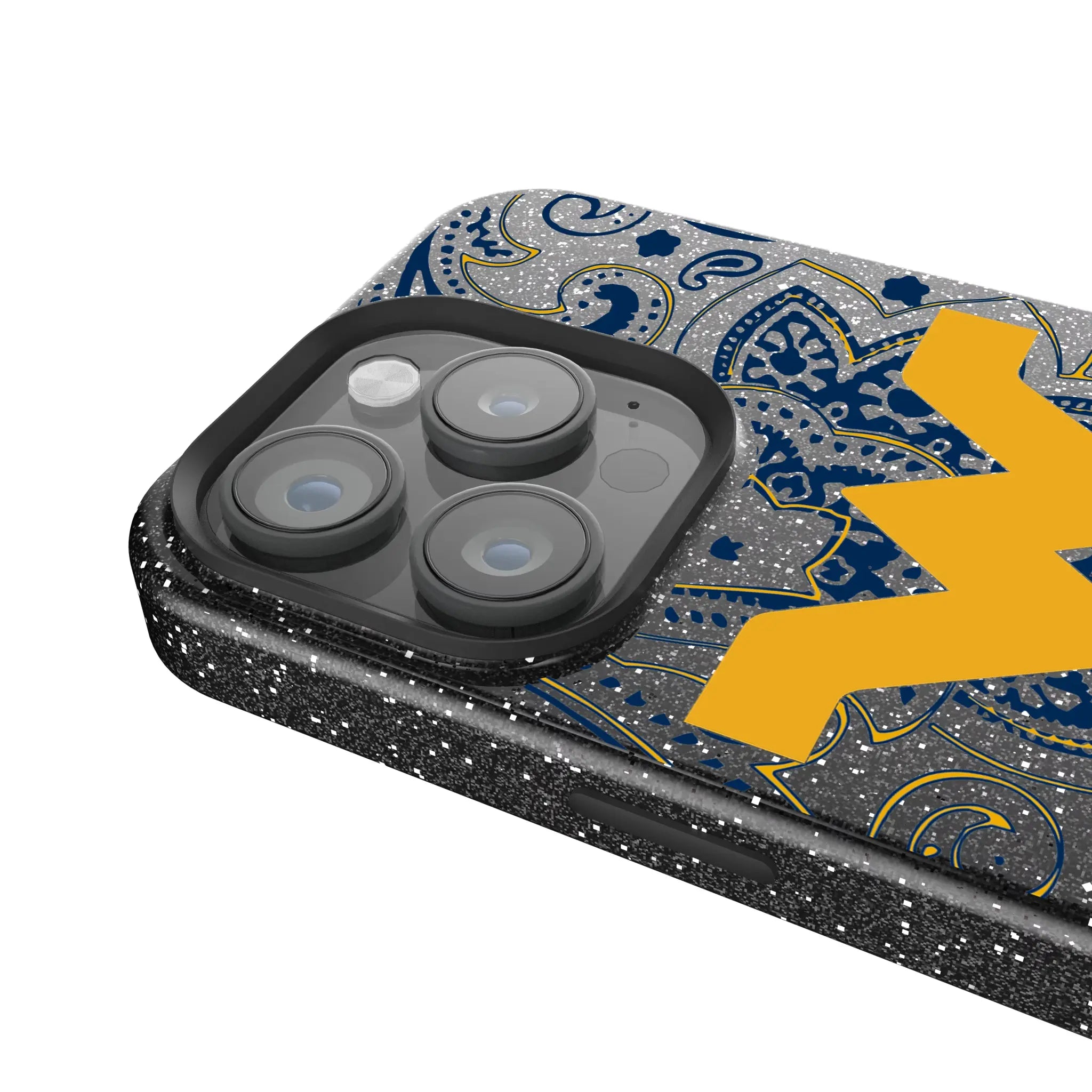 West Virginia University Mountaineers Paisley iPhone Bling Phone Case for Apple iPhone - Detail