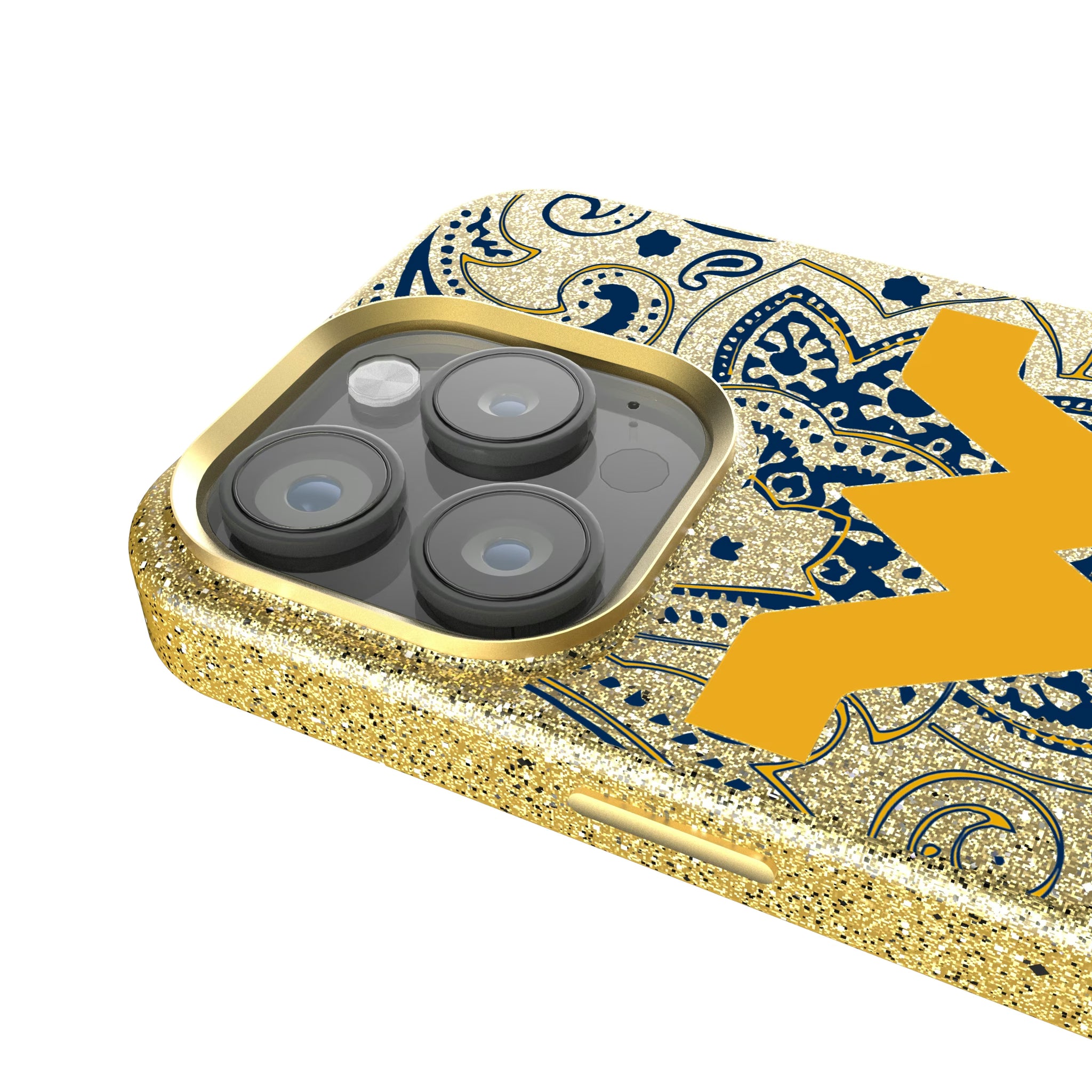 West Virginia University Mountaineers Paisley iPhone Bling Phone Case for Apple iPhone - Detail