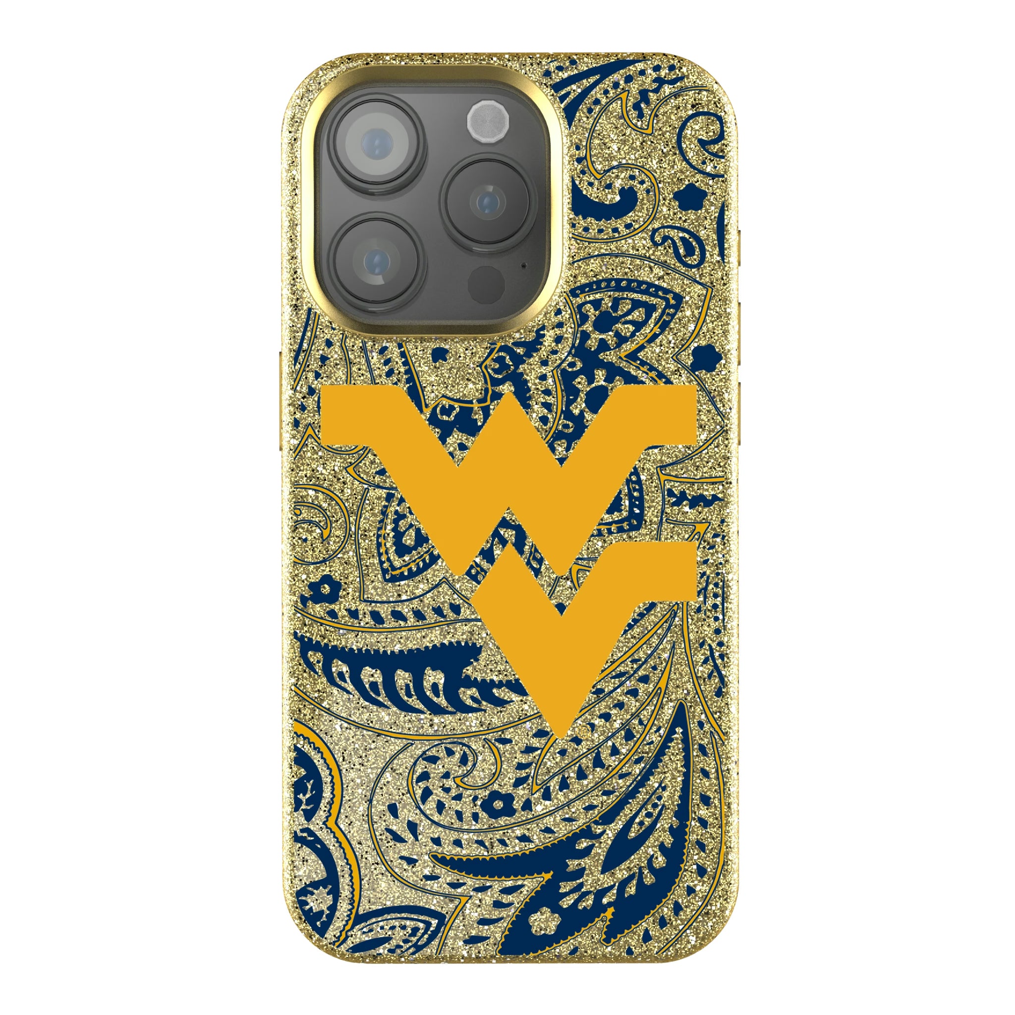 West Virginia University Mountaineers Paisley iPhone Bling Phone Case for Apple iPhone