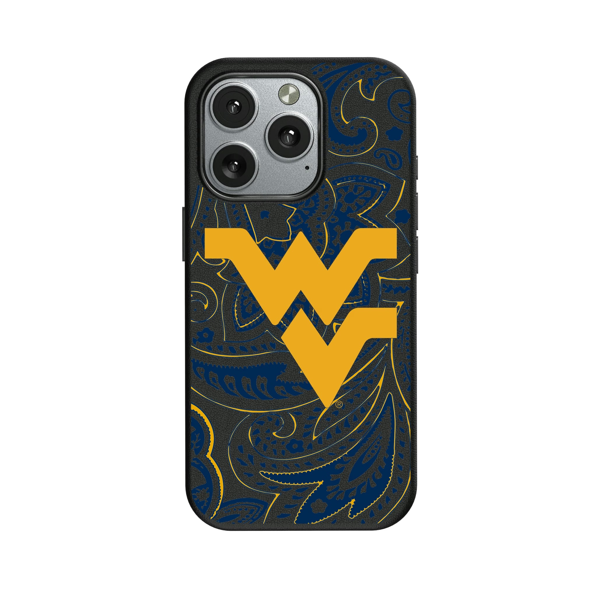 West Virginia University Mountaineers Paisley iPhone MagSafe Compatible Phone Case for Apple iPhone
