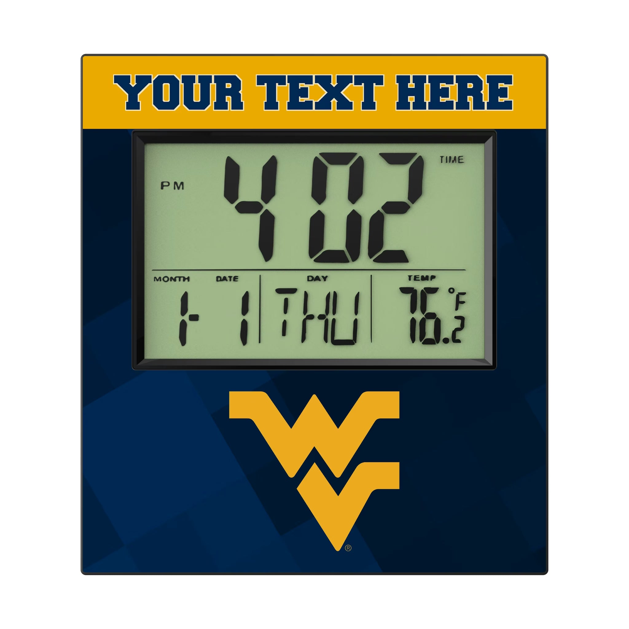 West Virginia University Mountaineers Personalized Color Block Wall Clock