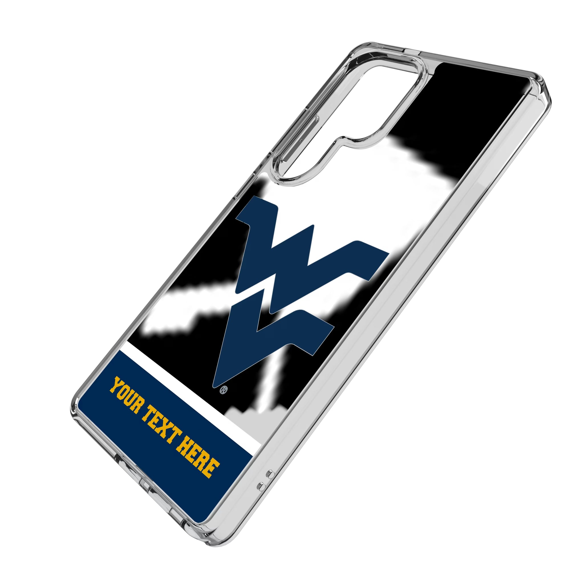 West Virginia University Mountaineers Personalized EndZone Plus Galaxy Clear Phone Case for Samsung Galaxy - Isometric View