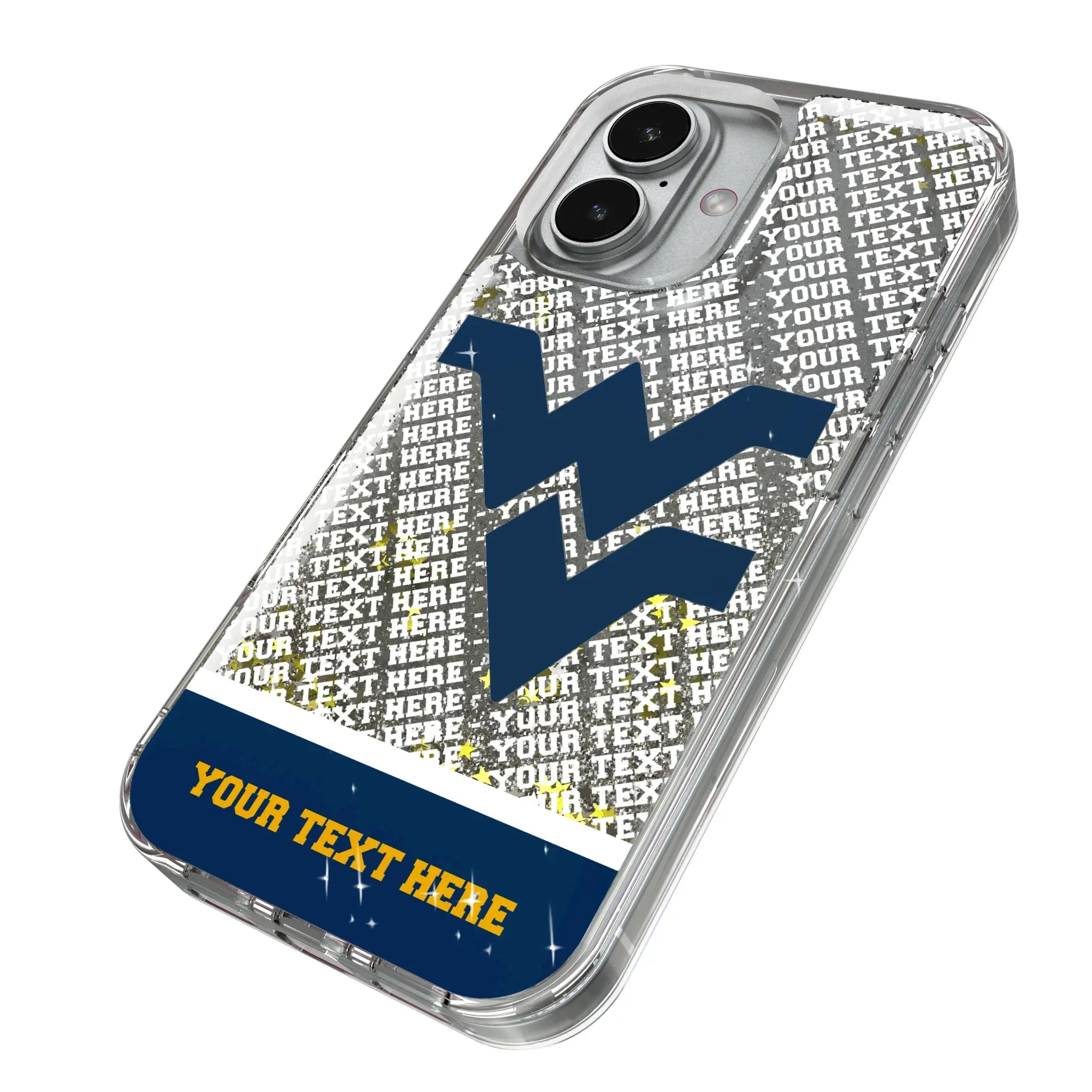 West Virginia University Mountaineers Personalized EndZone Plus iPhone Glitter Phone Case for Apple iPhone - Isometric View