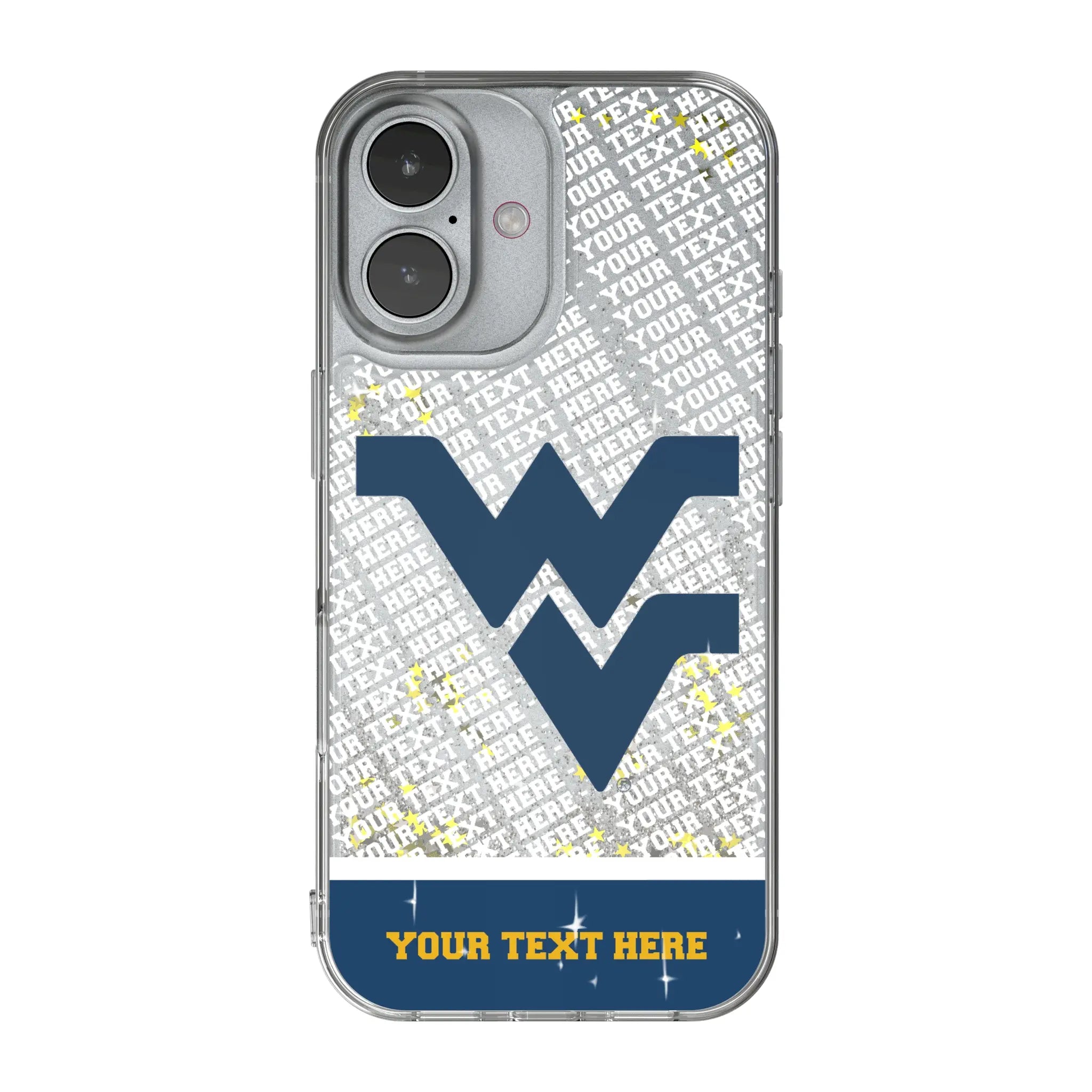 West Virginia University Mountaineers Personalized EndZone Plus iPhone Glitter Phone Case for Apple iPhone