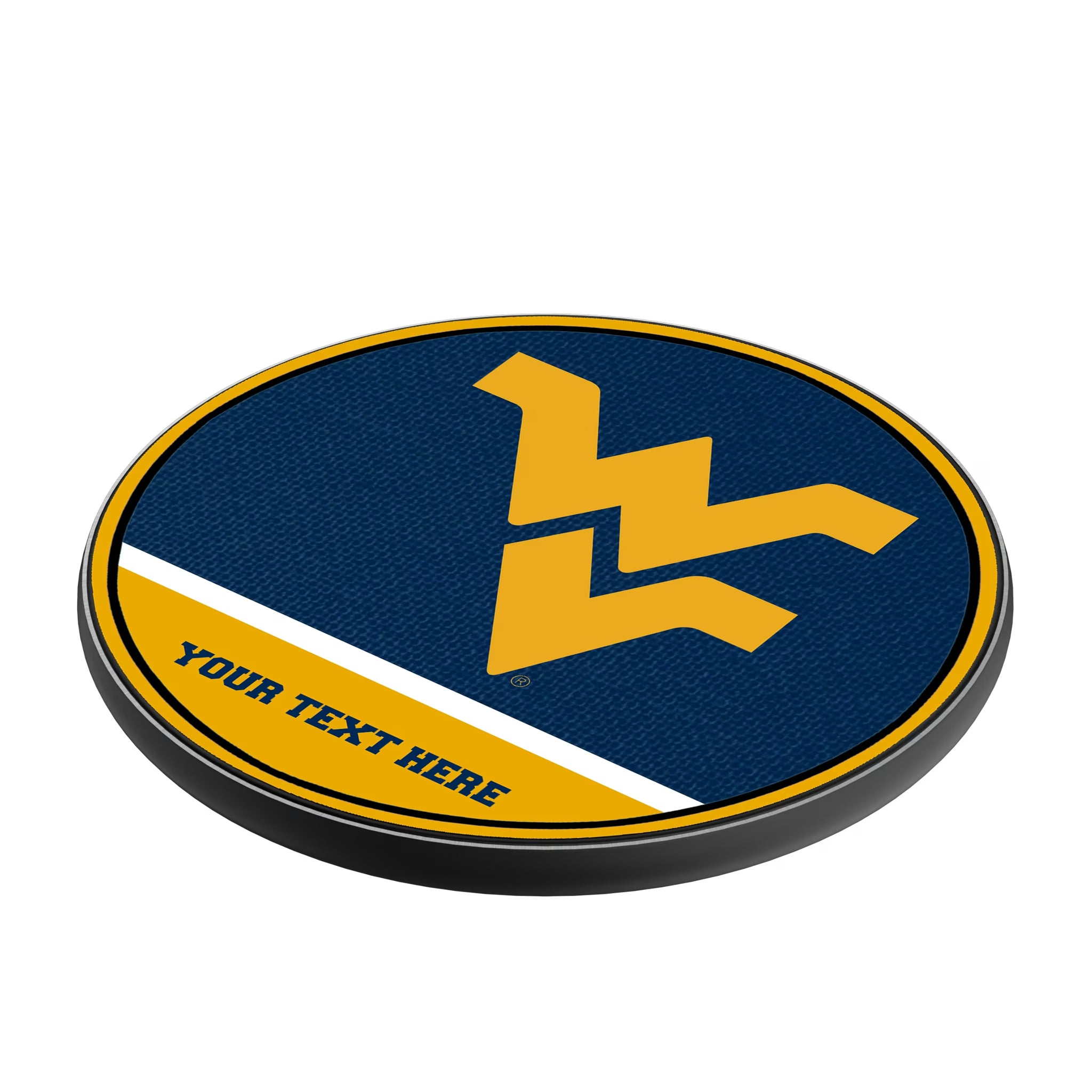 West Virginia University Mountaineers Personalized Endzone Solid 15-Watt Wireless Charger - Isometric View