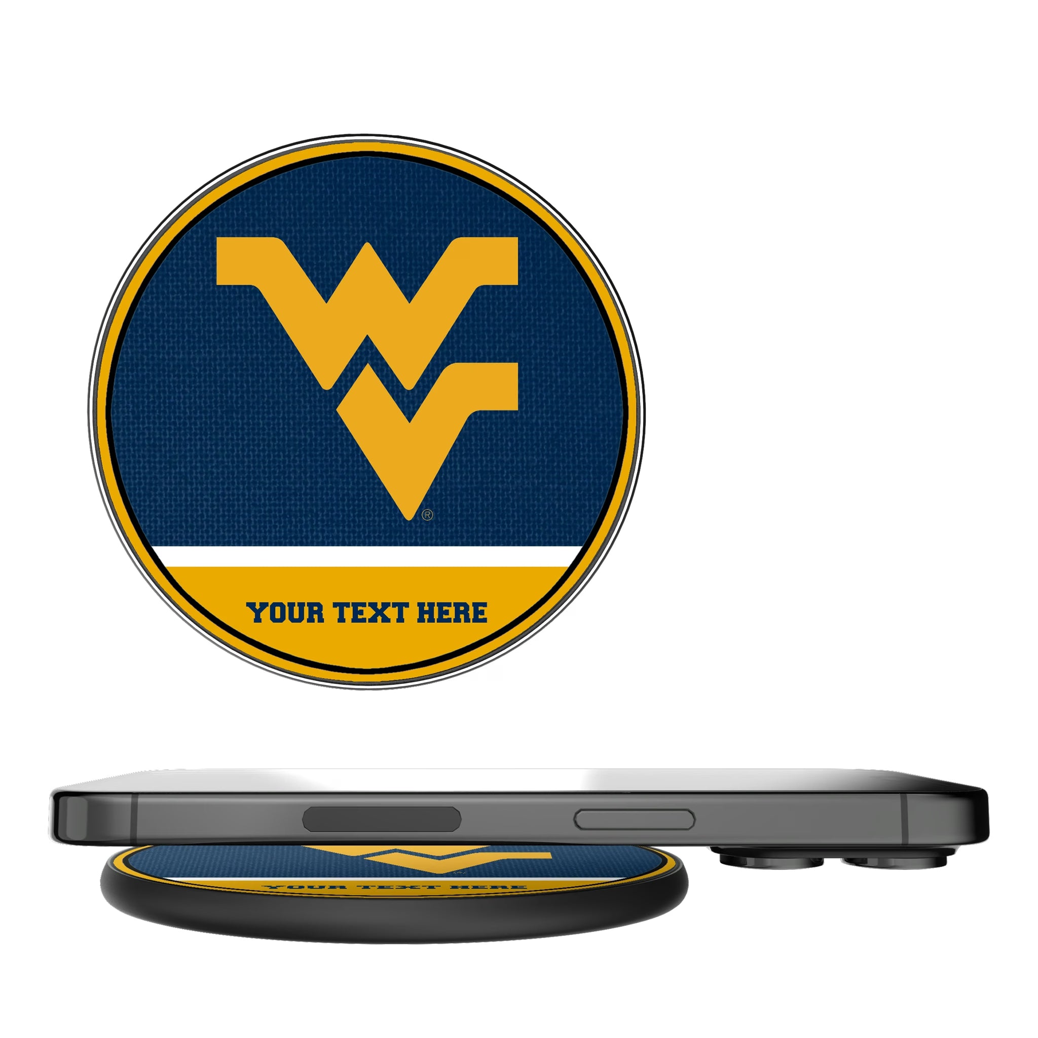 West Virginia University Mountaineers Personalized Endzone Solid 15-Watt Wireless Charger