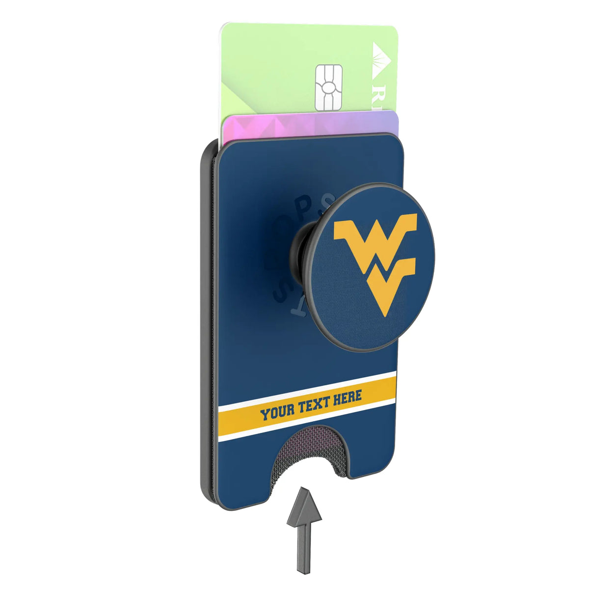 West Virginia University Mountaineers Personalized Endzone Solid Popsockets Wallet Magnetic - Detail