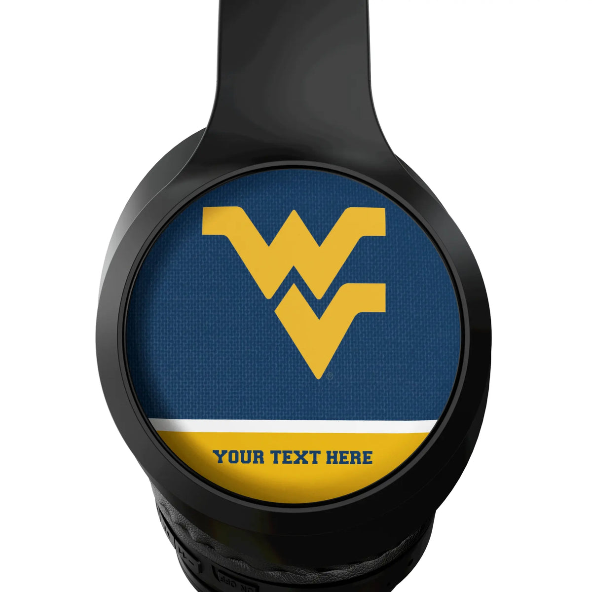 West Virginia University Mountaineers Personalized Endzone Solid Wireless Over-Ear Headphones With Case - Detail