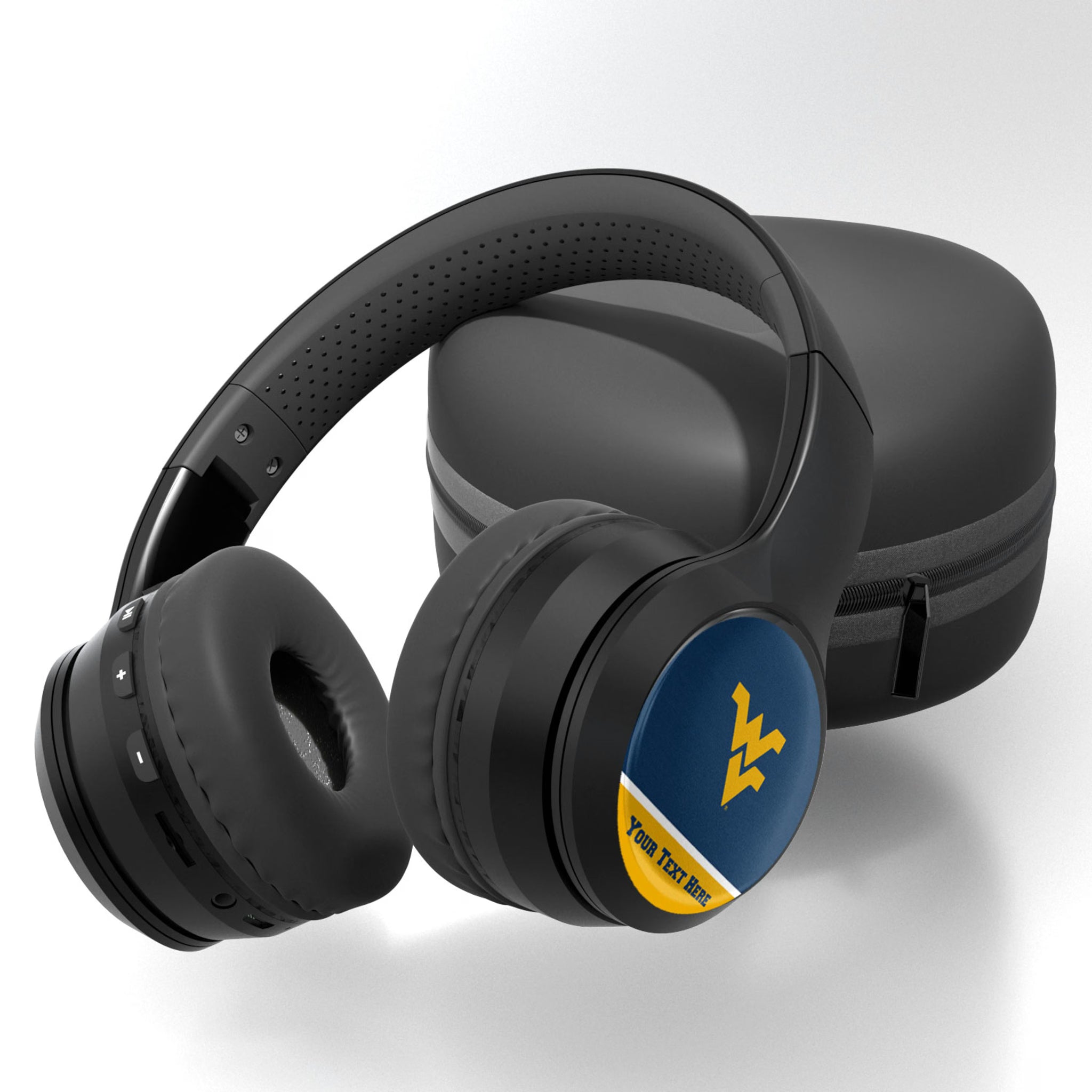 West Virginia University Mountaineers Personalized Endzone Solid Wireless Over-Ear BT Headphones With Case