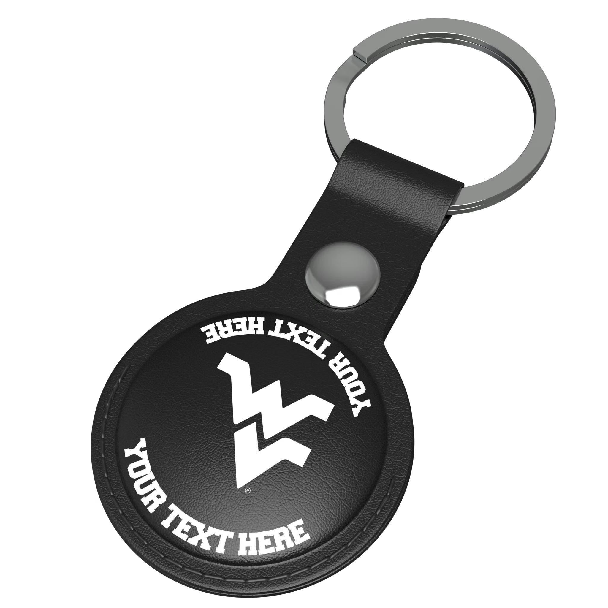 West Virginia University Mountaineers Personalized Insignia AirTag Black Airtag Holder - Isometric View