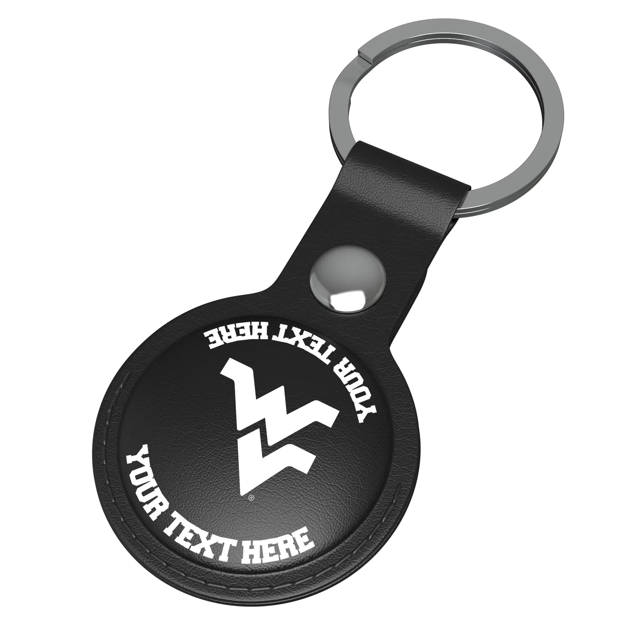 West Virginia University Mountaineers Personalized Insignia AirTag Black Airtag Holder - Isometric View